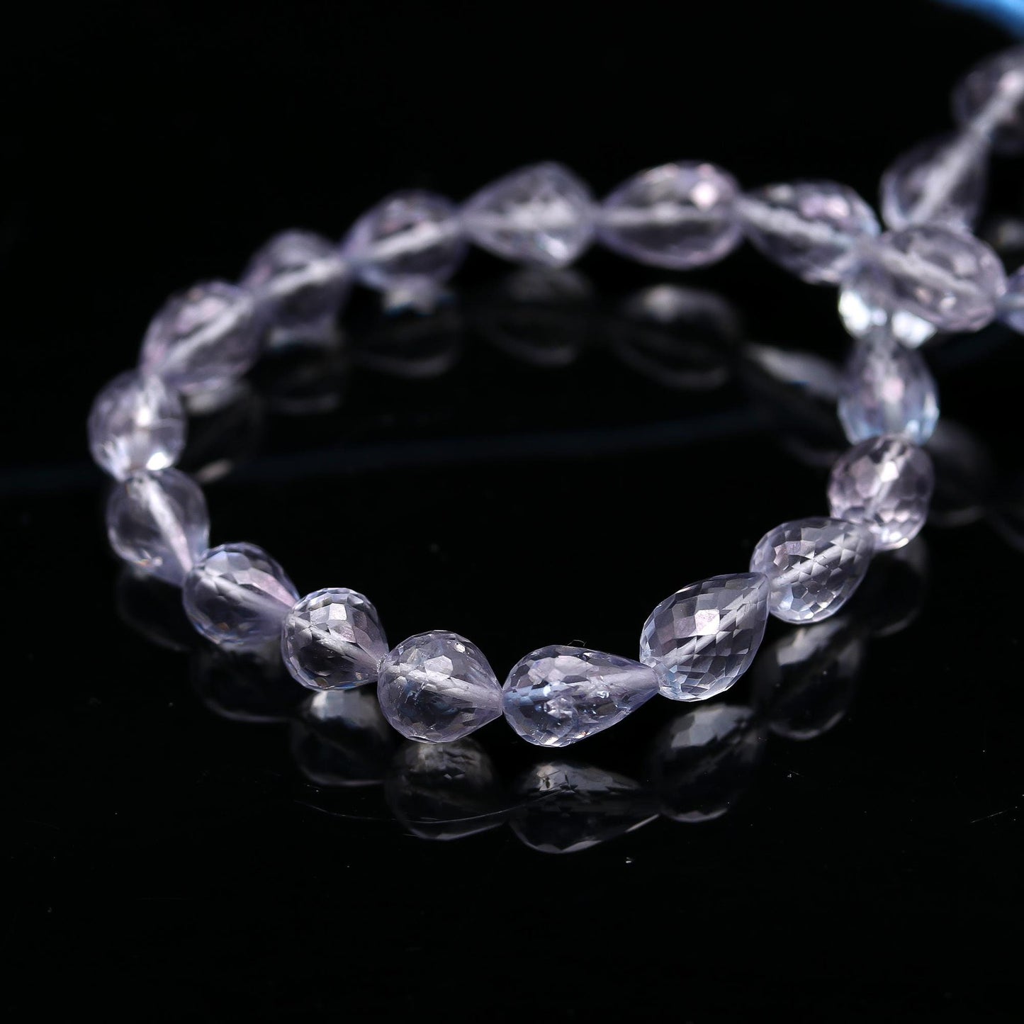 Blue Quartz Faceted Drops Beads Blue Quartz Beads Blue Coated Quartz Drops 7x9 MM Center Drilled Drops for Jewelry Pendant Earrings Making
