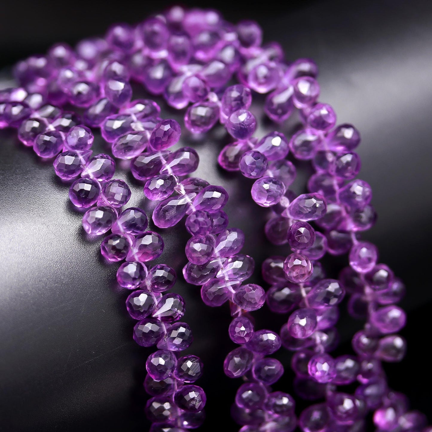 AAA Natural Amethyst Faceted Teardrop Beads, 5x8 MM Amethyst Side Drop Beads, 8 Inch Faceted Amethyst Drop Beads for Jewelry Making