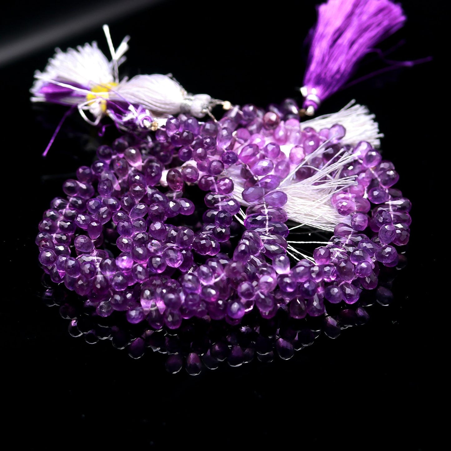 AAA Natural Amethyst Faceted Teardrop Beads, 5x8 MM Amethyst Side Drop Beads, 8 Inch Faceted Amethyst Drop Beads for Jewelry Making