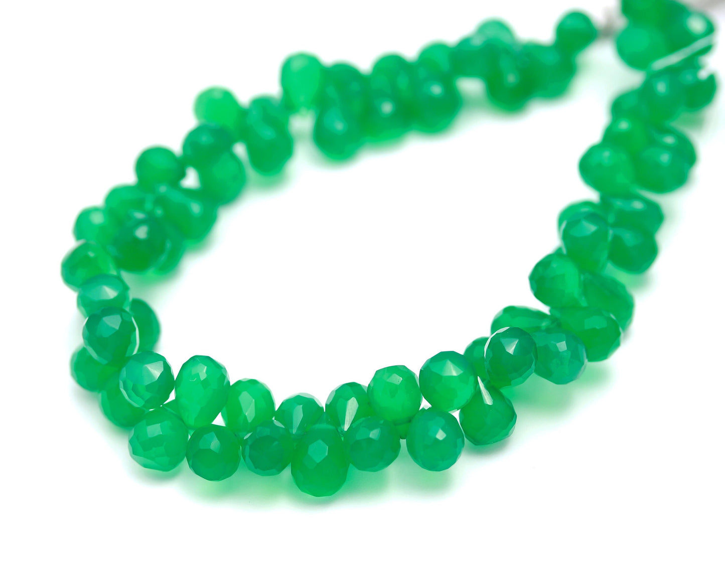 Green Onyx Faceted Teardrop Beads Natural Green Onyx Side Drops 6x9 MM Briolettes Bead for Handmade Jewelry Necklace Pendant Earrings Making