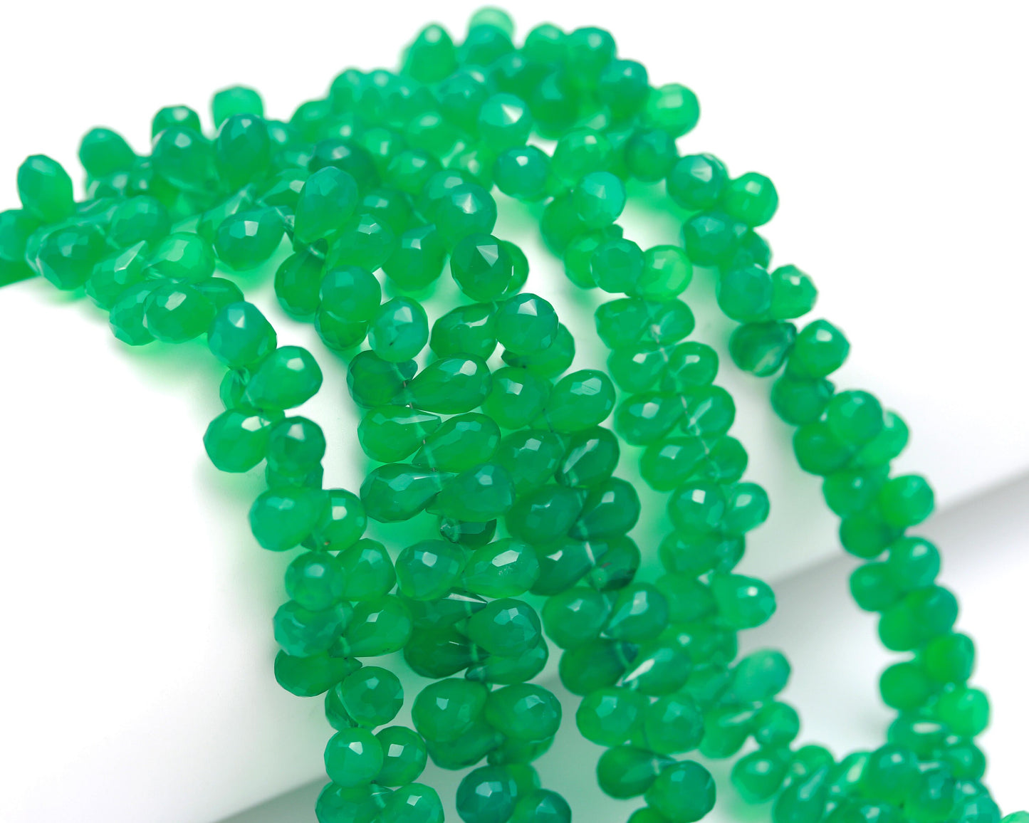 Green Onyx Faceted Teardrop Beads Natural Green Onyx Side Drops 6x9 MM Briolettes Bead for Handmade Jewelry Necklace Pendant Earrings Making