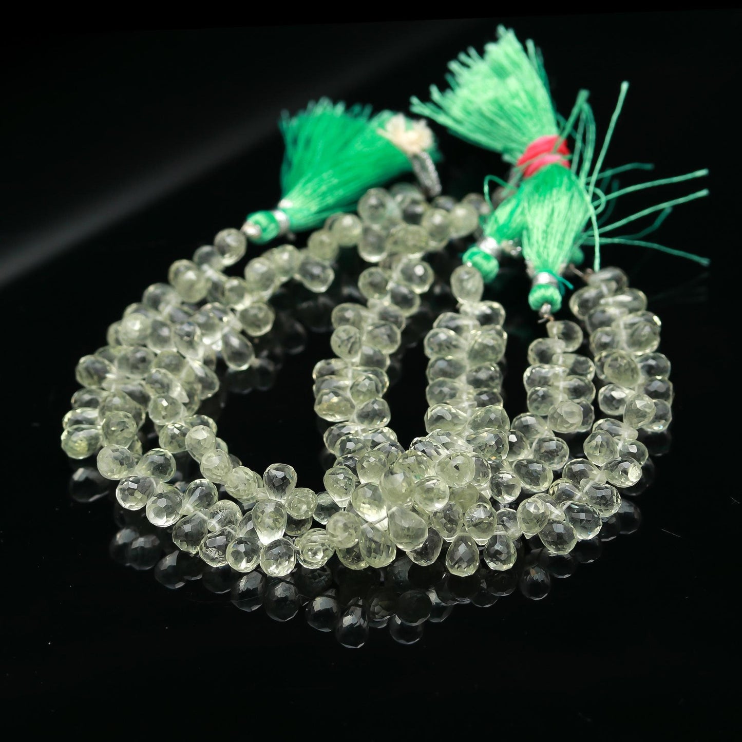 Green Amethyst Faceted Teardrop Beads Natural Green Amethyst Side Drop 6x9 MM Briolettes Beads for Jewelry Necklace Pendant Earrings Making