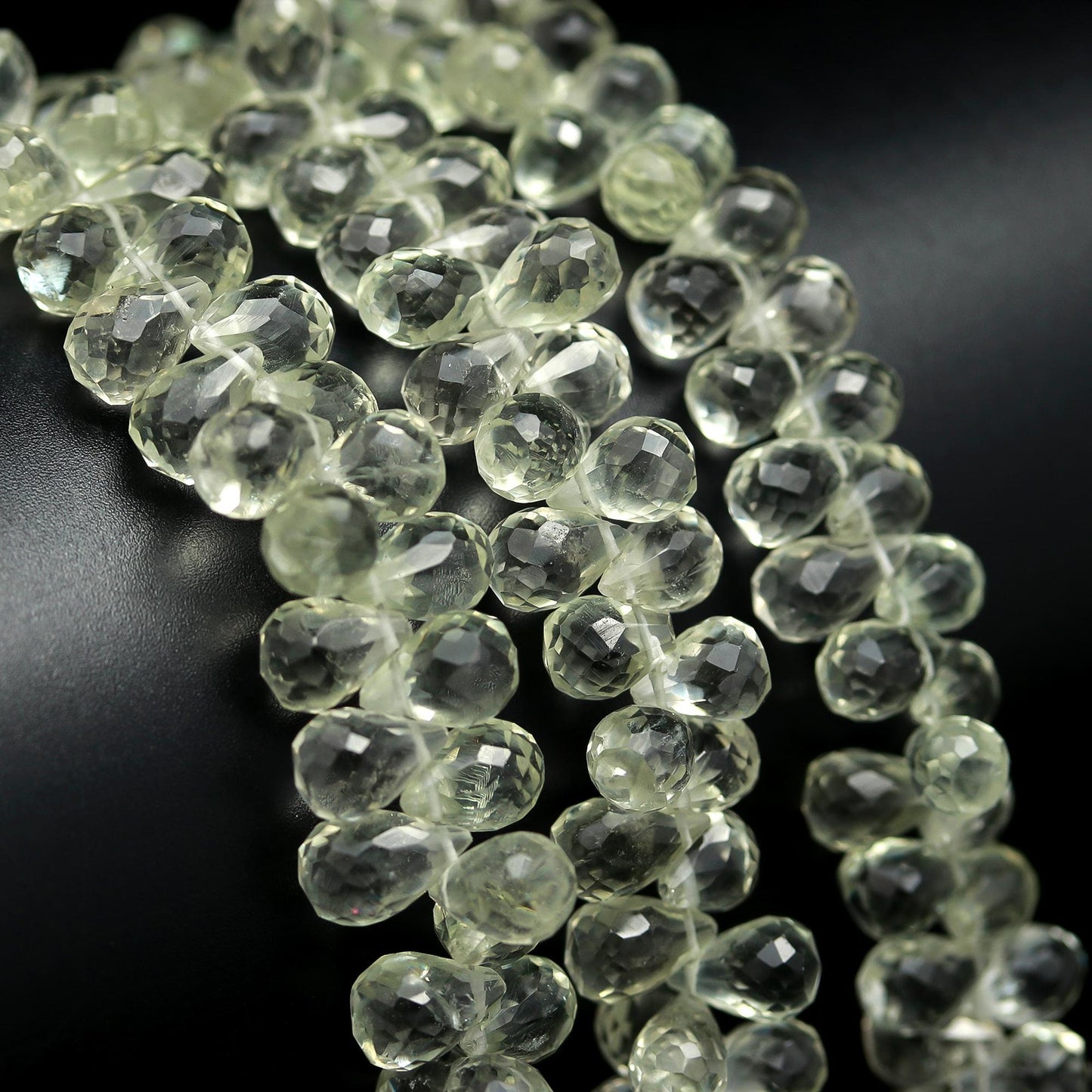 Green Amethyst Faceted Teardrop Beads Natural Green Amethyst Side Drop 6x9 MM Briolettes Beads for Jewelry Necklace Pendant Earrings Making