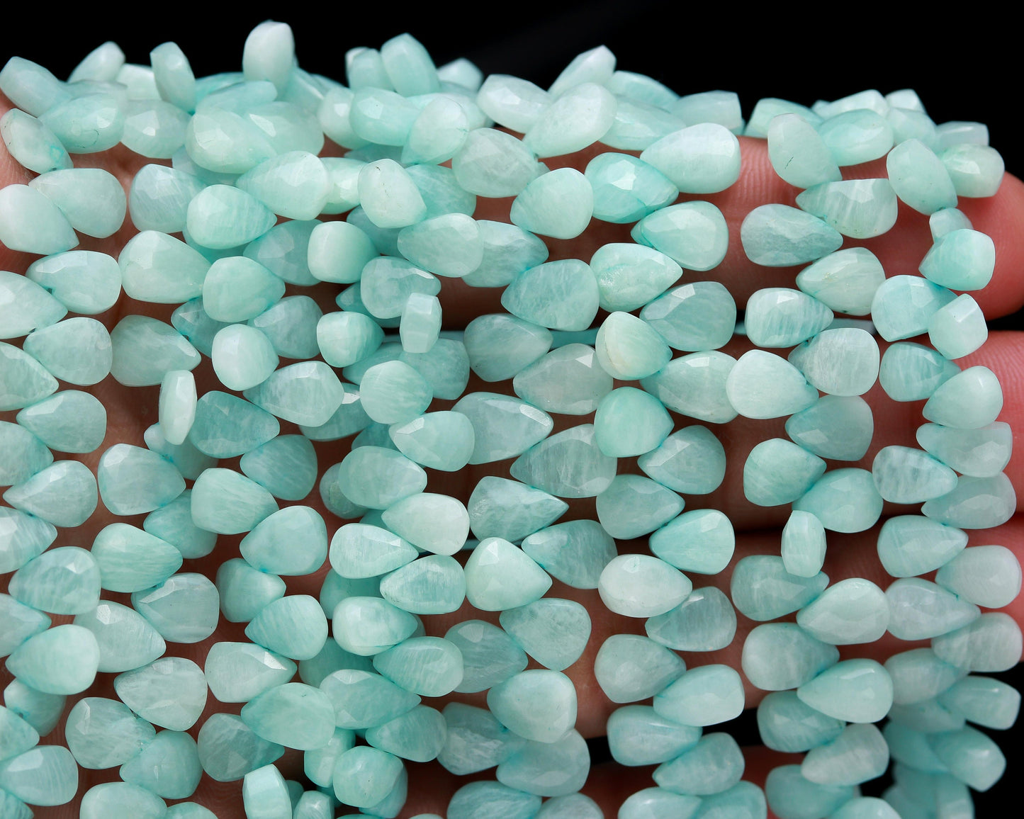 AAA Amazonite Faceted Pear Shape Beads, Natural Amazonite Briolettes Beads, 5x7- 6x9 MM Pear Shape Amazonite Beads for Jewelry Making