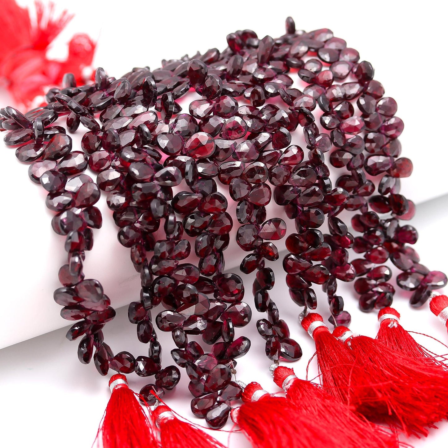 Hyderabad Garnet Faceted Pear Shape Beads Natural Hyderabad Garnet Briolettes Beads Faceted Hyderabad Garnet for Designer Jewelry and Craft