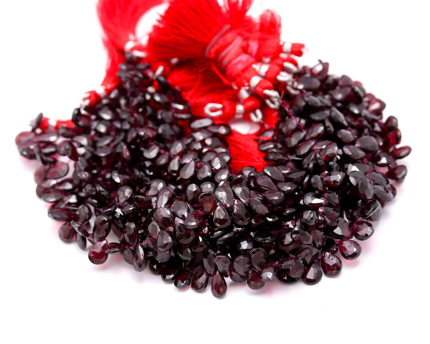 Hyderabad Garnet Faceted Pear Shape Beads Natural Hyderabad Garnet Briolettes Beads Faceted Hyderabad Garnet for Designer Jewelry and Craft