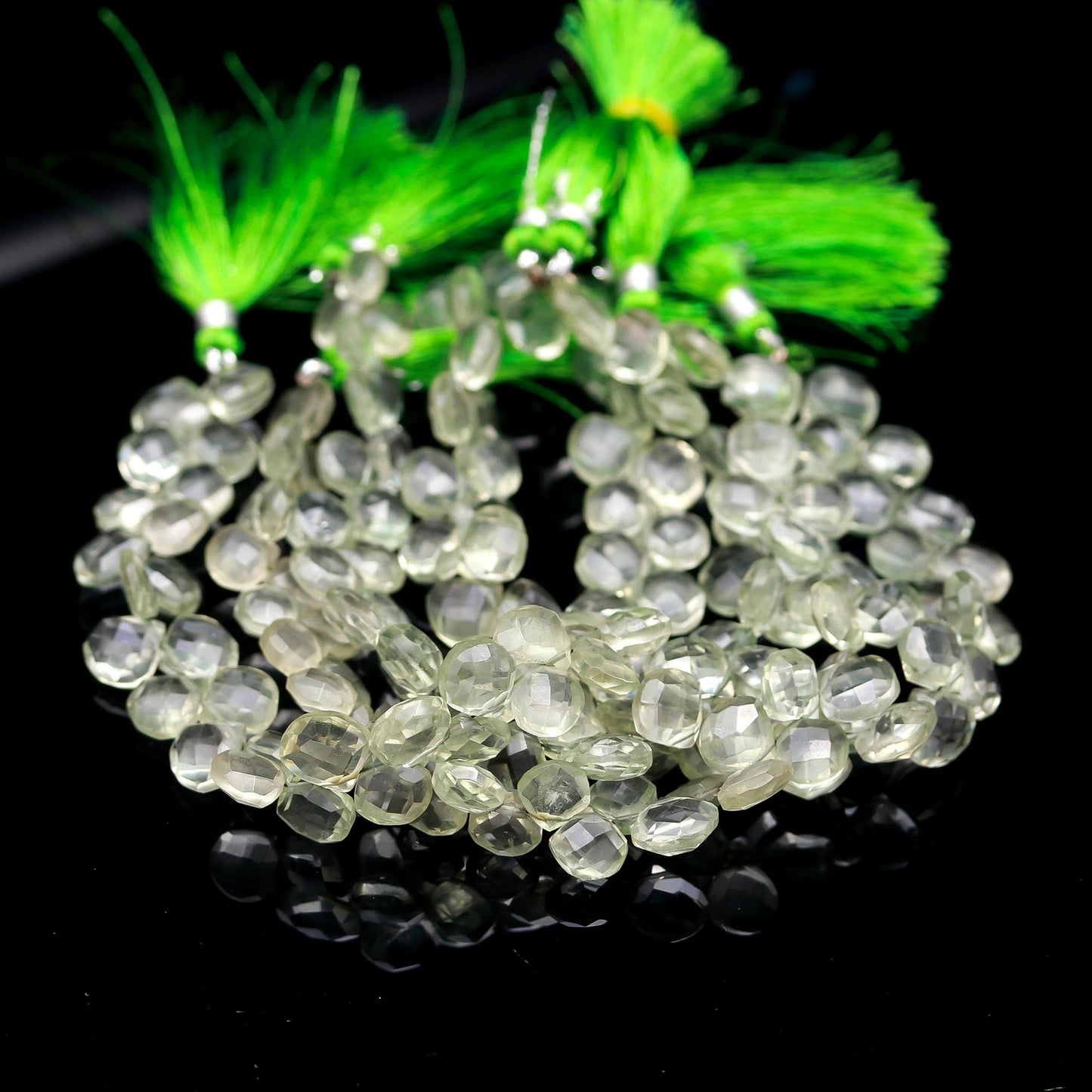 AAA Natural Green Amethyst Faceted Heart Shape Beads 6-7 MM Green Amethyst Briolette Beads Green Amethyst Gemstone Beads for Jewelry Making