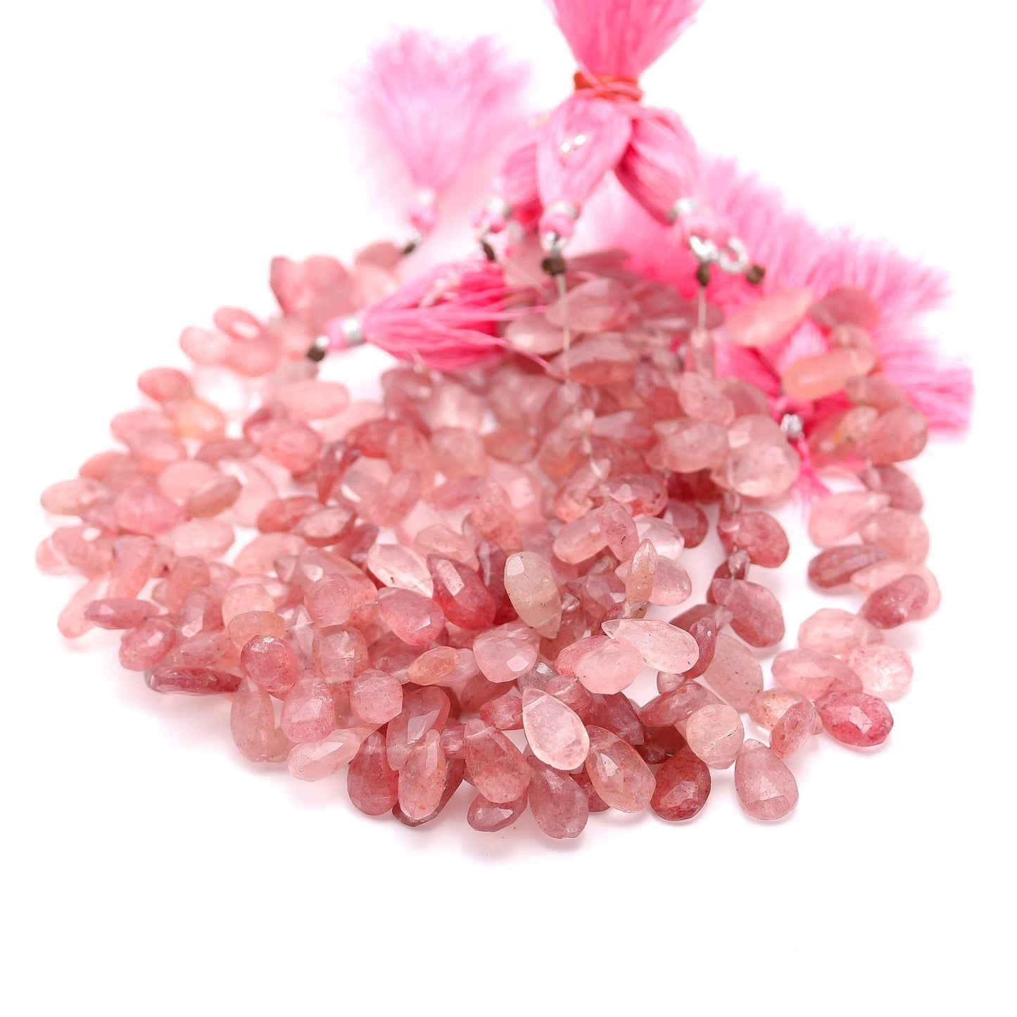 Strawberry Faceted Pear Shape Beads Natural Strawberry Pear Shape Briolettes for Designer Jewelry Making Necklace Bracelet Pendant and Craft
