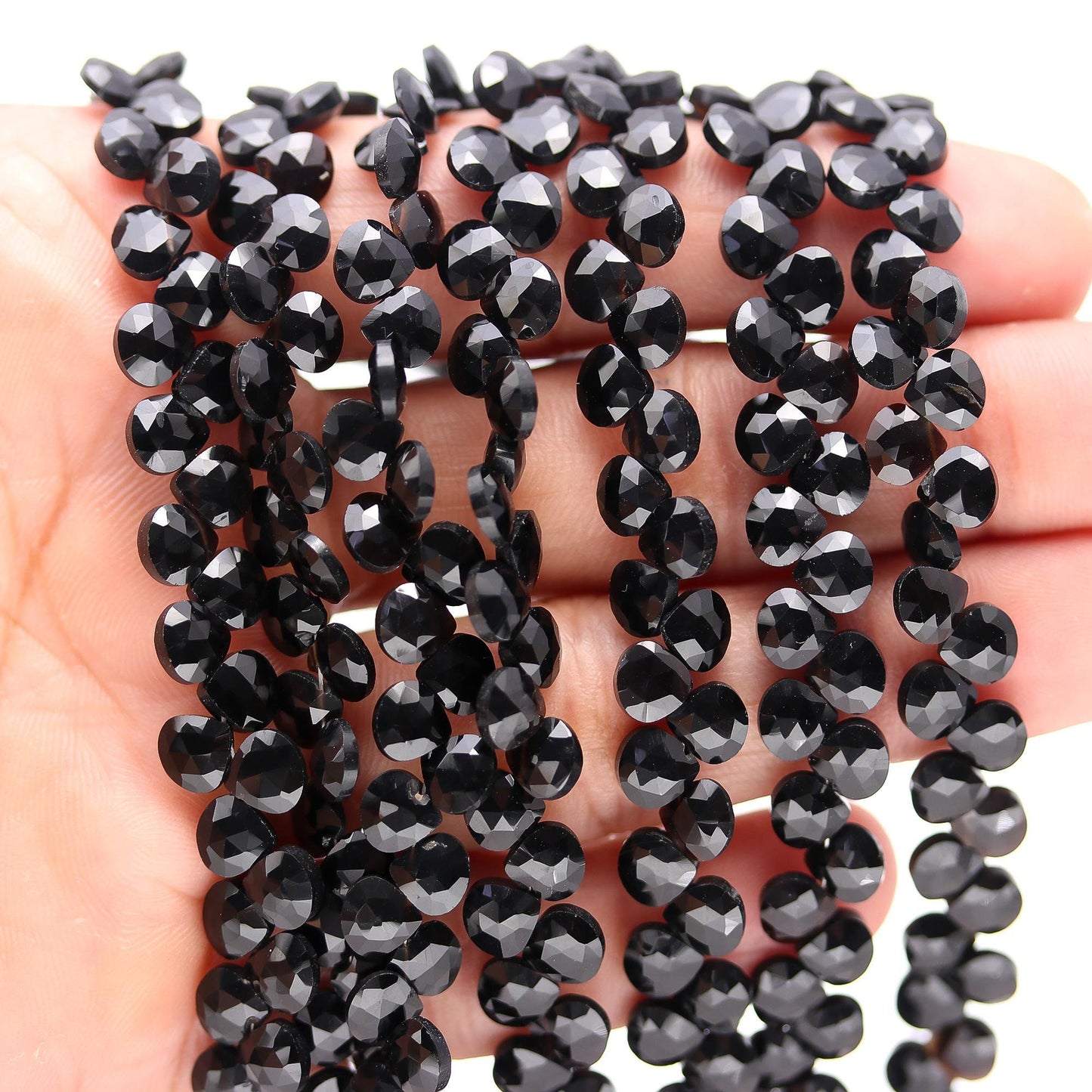 Black Onyx Faceted Heart Shape Beads Black Onyx Briolettes Heart Shape Beads for Designer Jewelry Necklace Bracelet Pendant and Craft Making