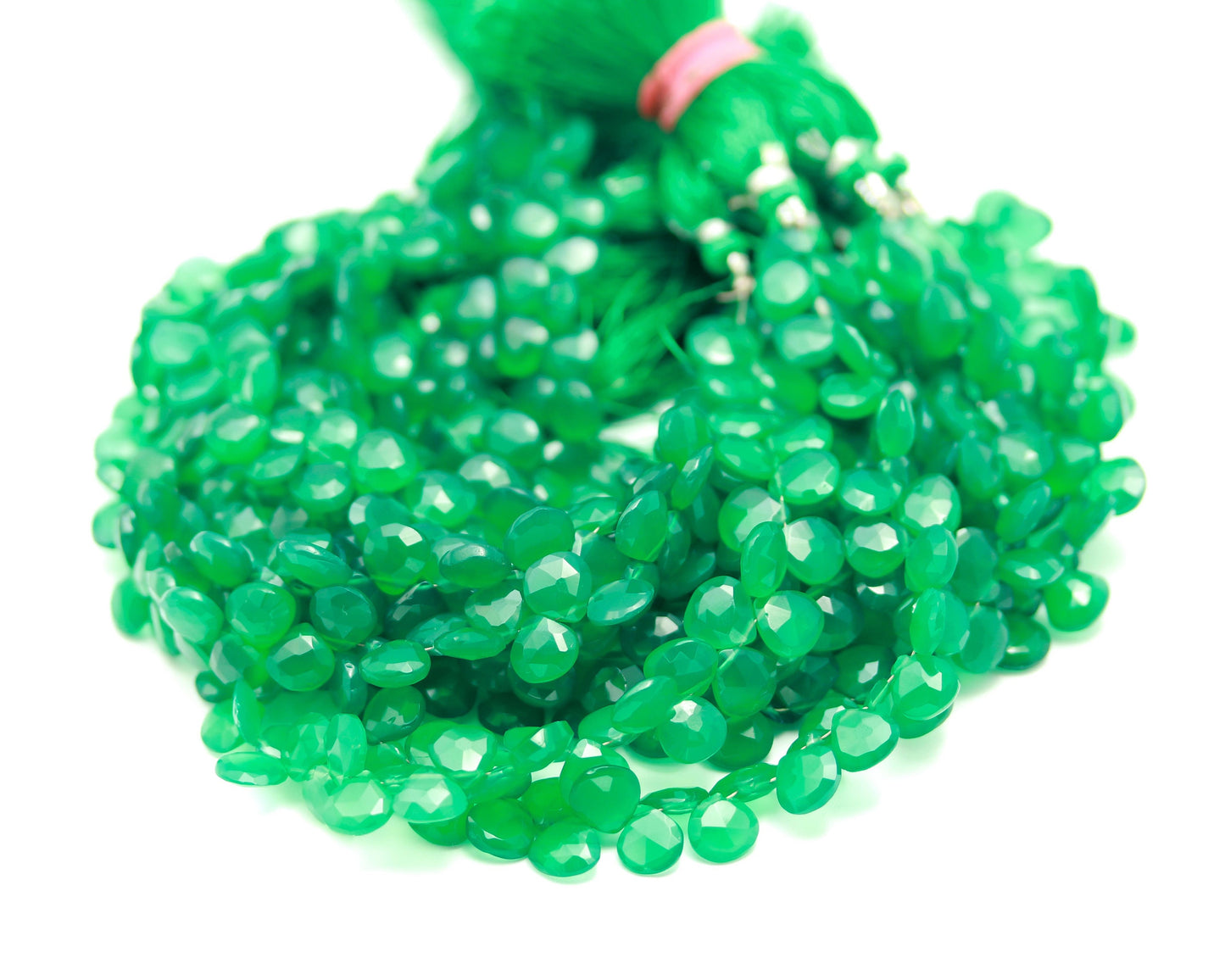 Green Onyx Faceted Heart Shape Beads Natural Green Onyx Briolettes Heart Shape Beads for Designer Jewelry Necklace Bracelet Pendant Making
