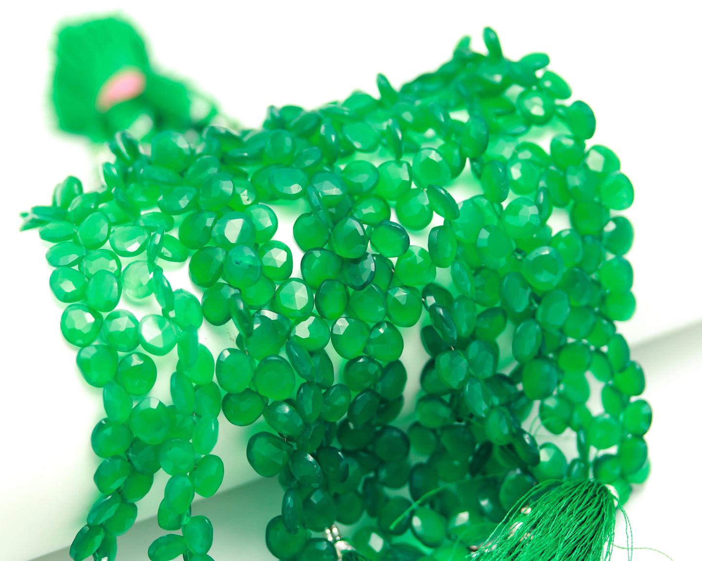 Green Onyx Faceted Heart Shape Beads Natural Green Onyx Briolettes Heart Shape Beads for Designer Jewelry Necklace Bracelet Pendant Making