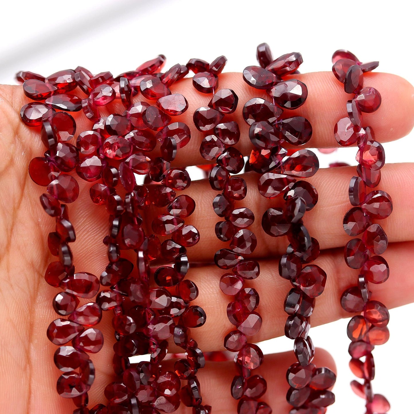 Mozambique Garnet Faceted Pear Shape Beads Natural Garnet Briolettes Beads Faceted Garnet Pear Shape Beads for Designer Jewelry Making Craft