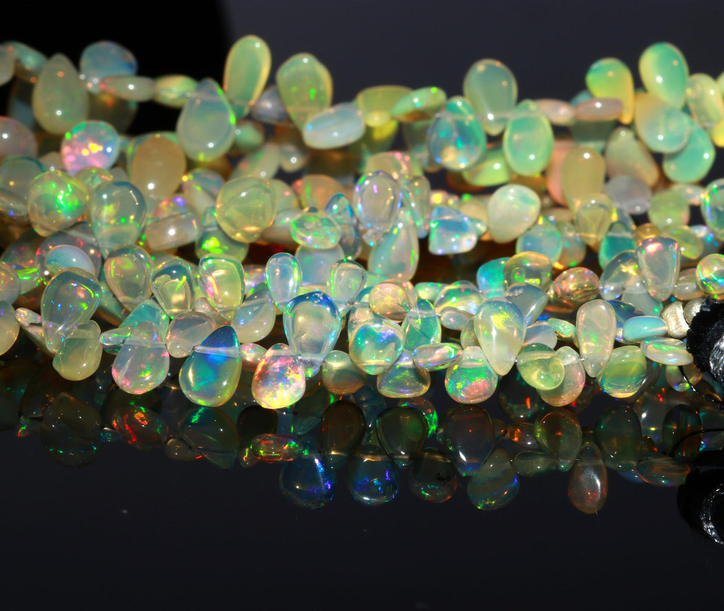 Multi Fire Ethiopian Opal Smooth Pear Beads Flashy Ethiopian Opal Beads AAA+ Quality 8 Inch Ethiopian Opal Beads for Jewelry Making Craft