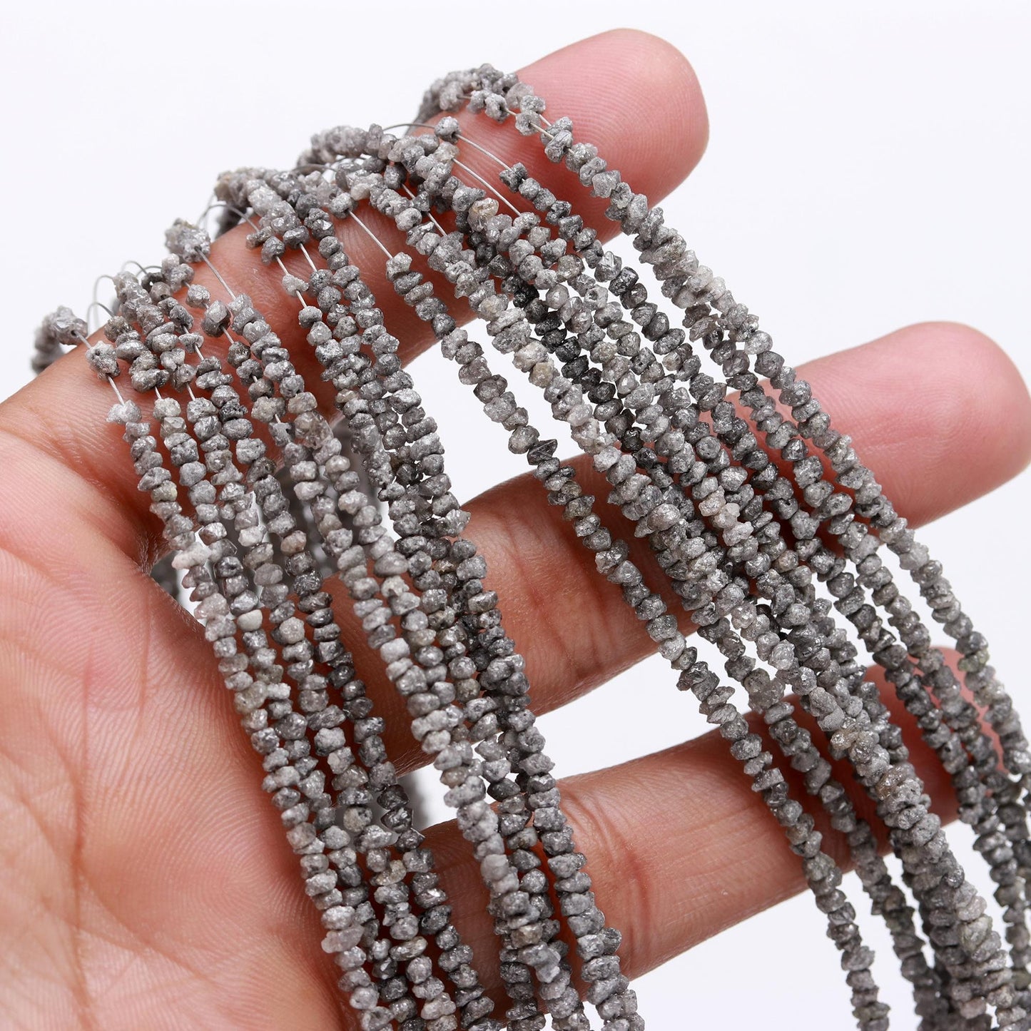 Grey Diamond Uncut Beads Natural Diamond Raw Beads 2.5-3.5 MM White Grey Diamonds Raw Uncut Chips Beads for Designer Jewelry Making Craft