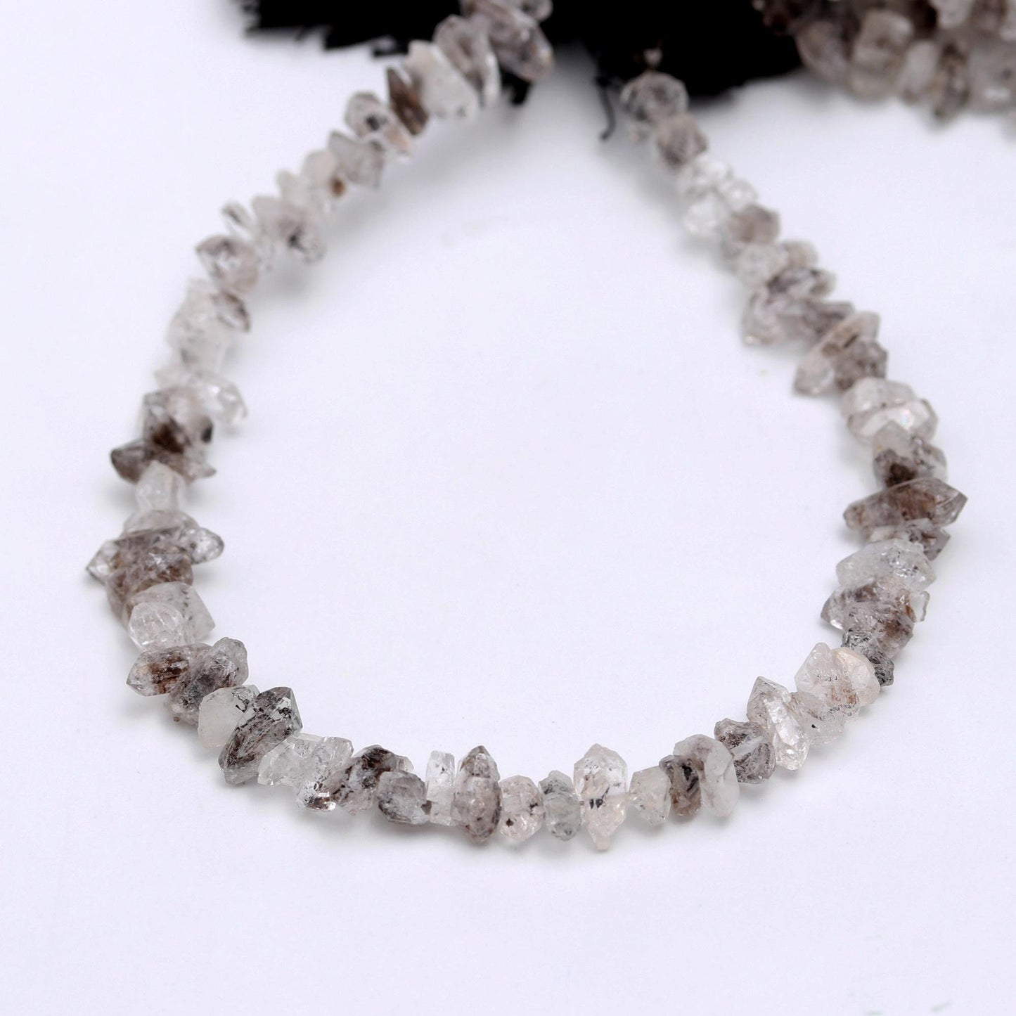 Black Dot Herkimer Diamond Quartz Nuggets Beads Natural Black & White Natural Herkimer Raw Beads for Handmade Designer Jewelry Making Craft