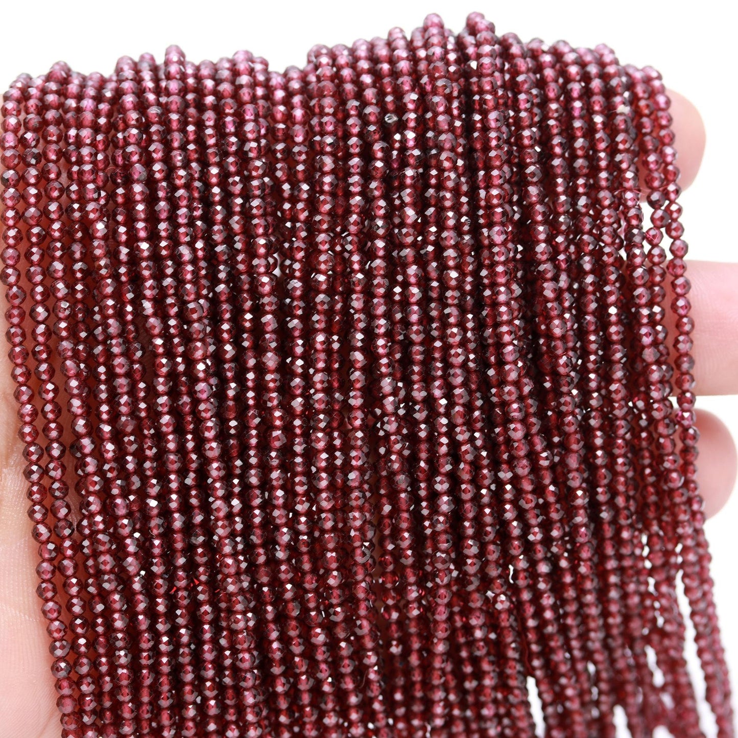 5 Strands Mozambique Garnet Faceted Round Beads 2.5 MM Mozambique Garnet Round Beads 12" Strand Natural Garnet Round Bead for Jewelry Making