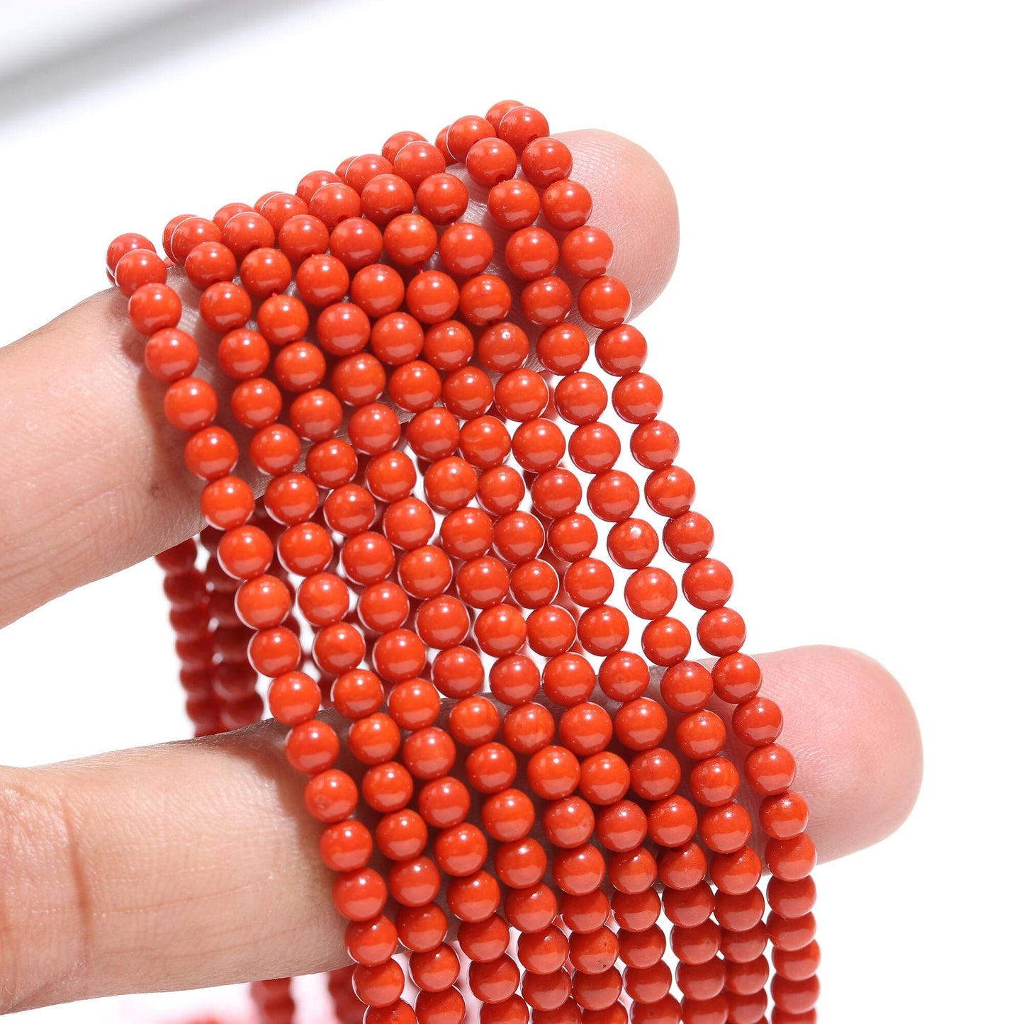 Coral Smooth Round Beads Taiwan Coral Round Beads 15" Strand Natural Smooth Coral Beads for Jewelry Making Natural Gemstone Coral Stone Bead