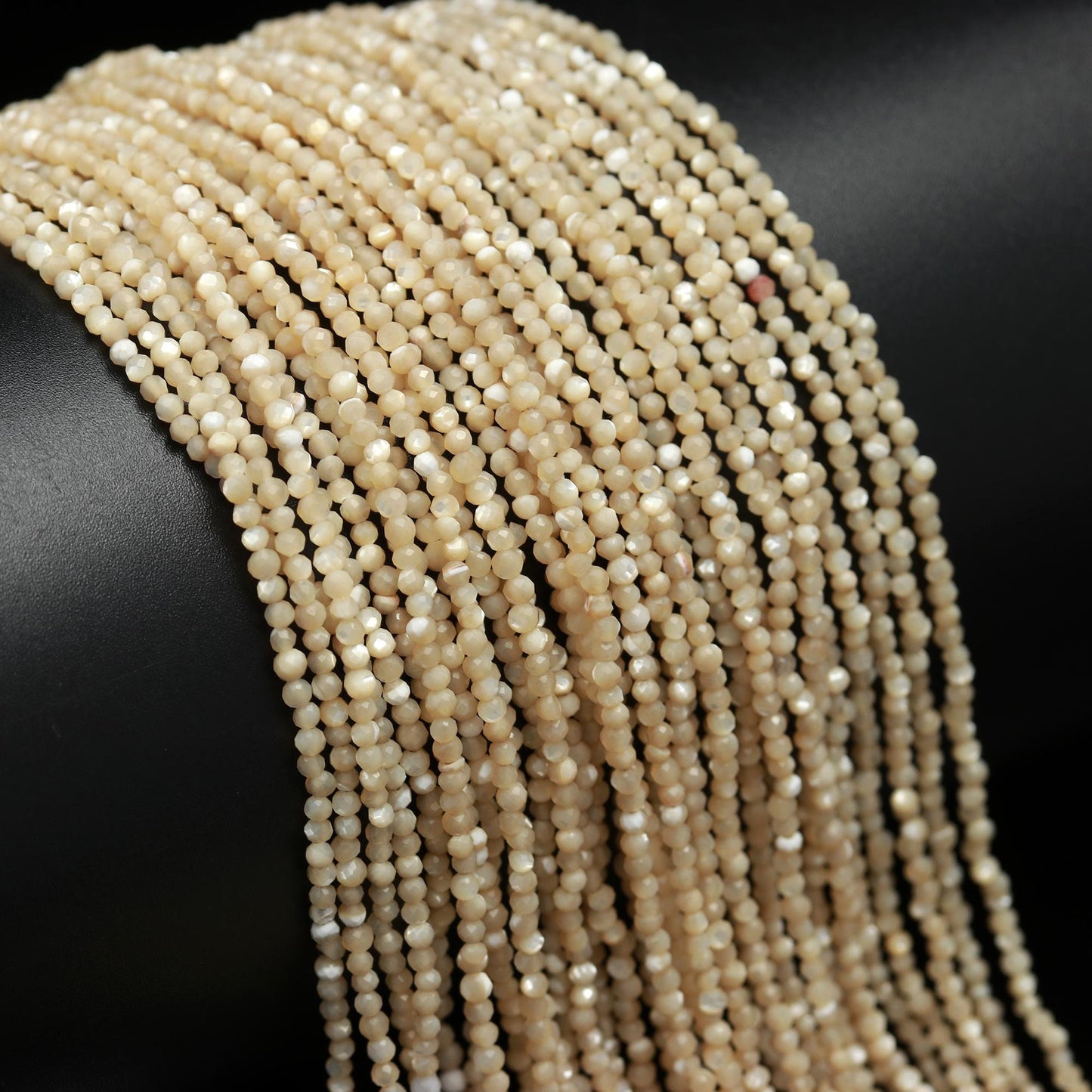 5 Strands Mother Of Pearl Faceted Rondelle Beads 2 MM Mother Of Pearl Rondelle Beads 12.5 Inch Strand MOP Gemstones for Jewelry Making Craft