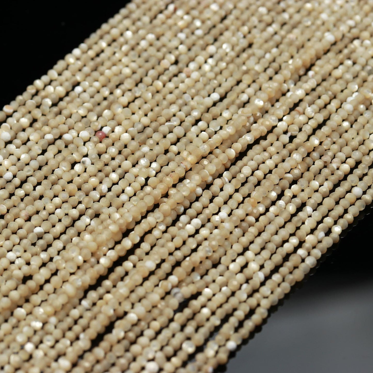 5 Strands Mother Of Pearl Faceted Rondelle Beads 2 MM Mother Of Pearl Rondelle Beads 12.5 Inch Strand MOP Gemstones for Jewelry Making Craft
