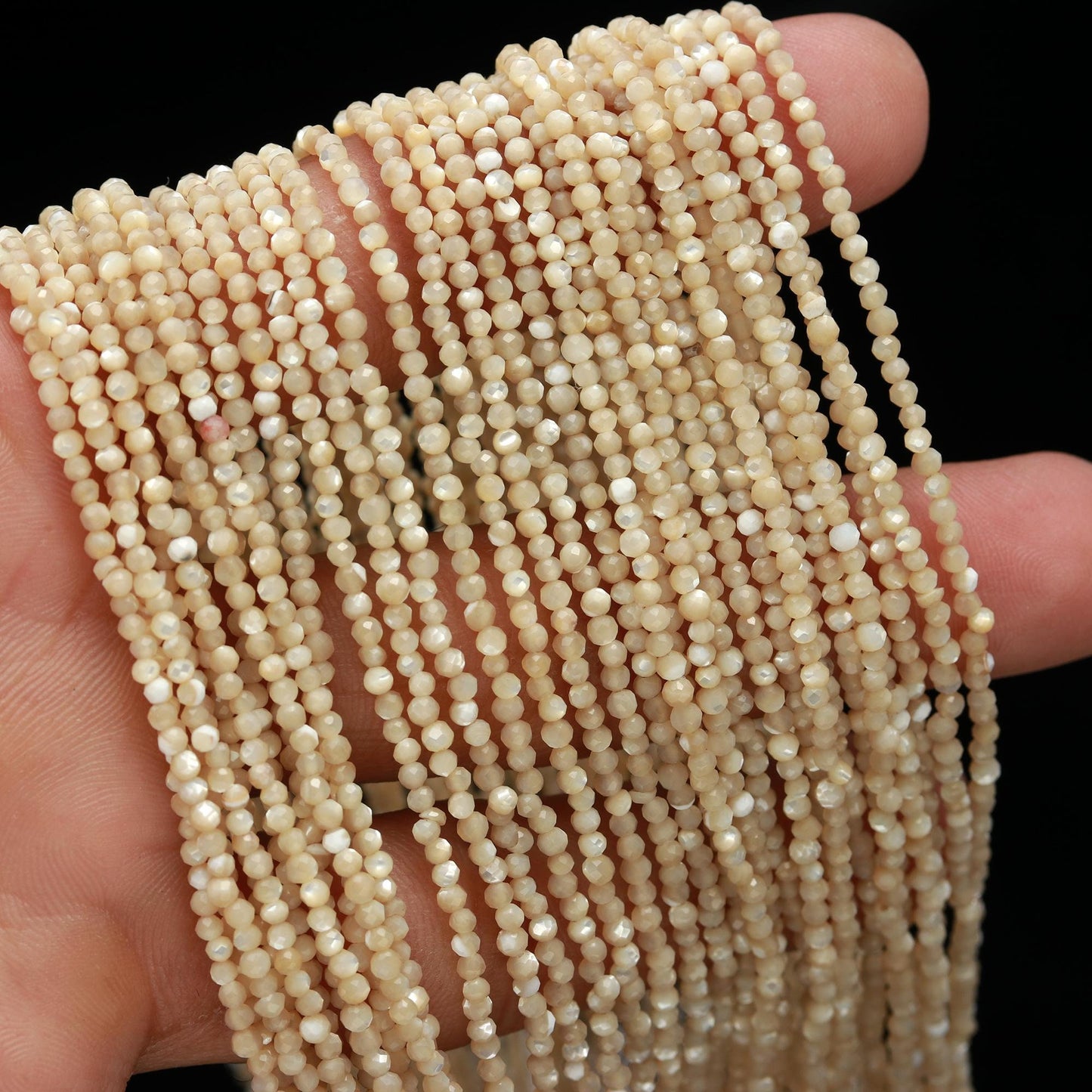 5 Strands Mother Of Pearl Faceted Rondelle Beads 2 MM Mother Of Pearl Rondelle Beads 12.5 Inch Strand MOP Gemstones for Jewelry Making Craft