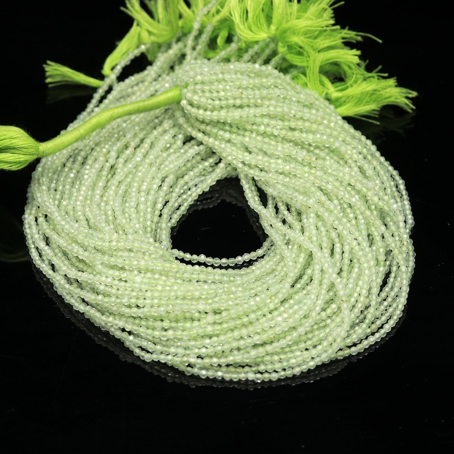 5 Strands AAA Natural Prehnite Faceted Rondelle Beads 2.25 MM Prehnite Rondelle Faceted Beads, 12” Green Prehnite Rondelle Beads Strand