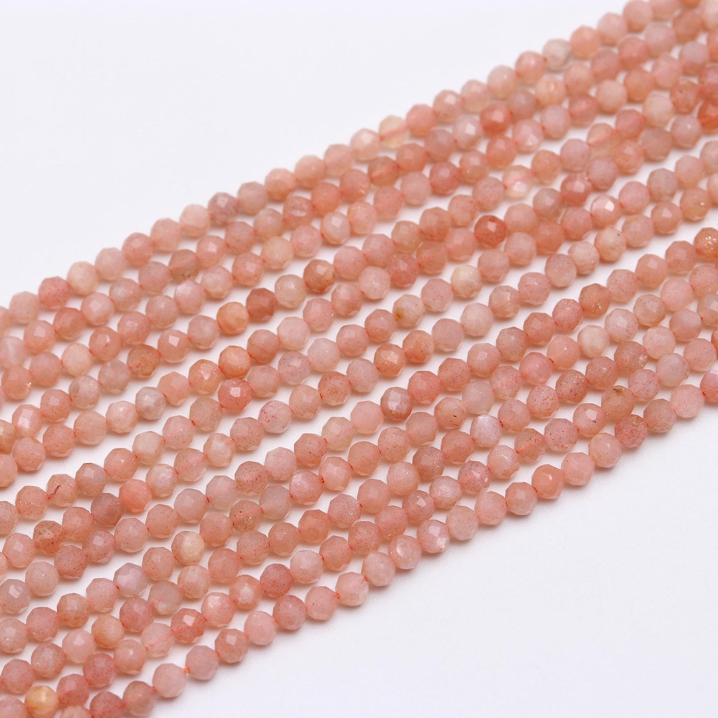 5 Strands Peach Moonstone Faceted Rondelle Beads 3 MM Natural Peach Moonstone Rondelle Beads 13" Strand Moonstone Beads for Jewelry Making