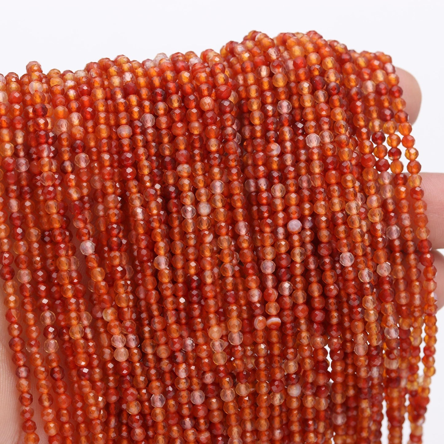 5 Strands Carnelian Faceted Rondelle Beads 3 MM Carnelian Rondelle Beads 13" Strand Natural Carnelian Gemstone Bead for Jewelry Making Craft