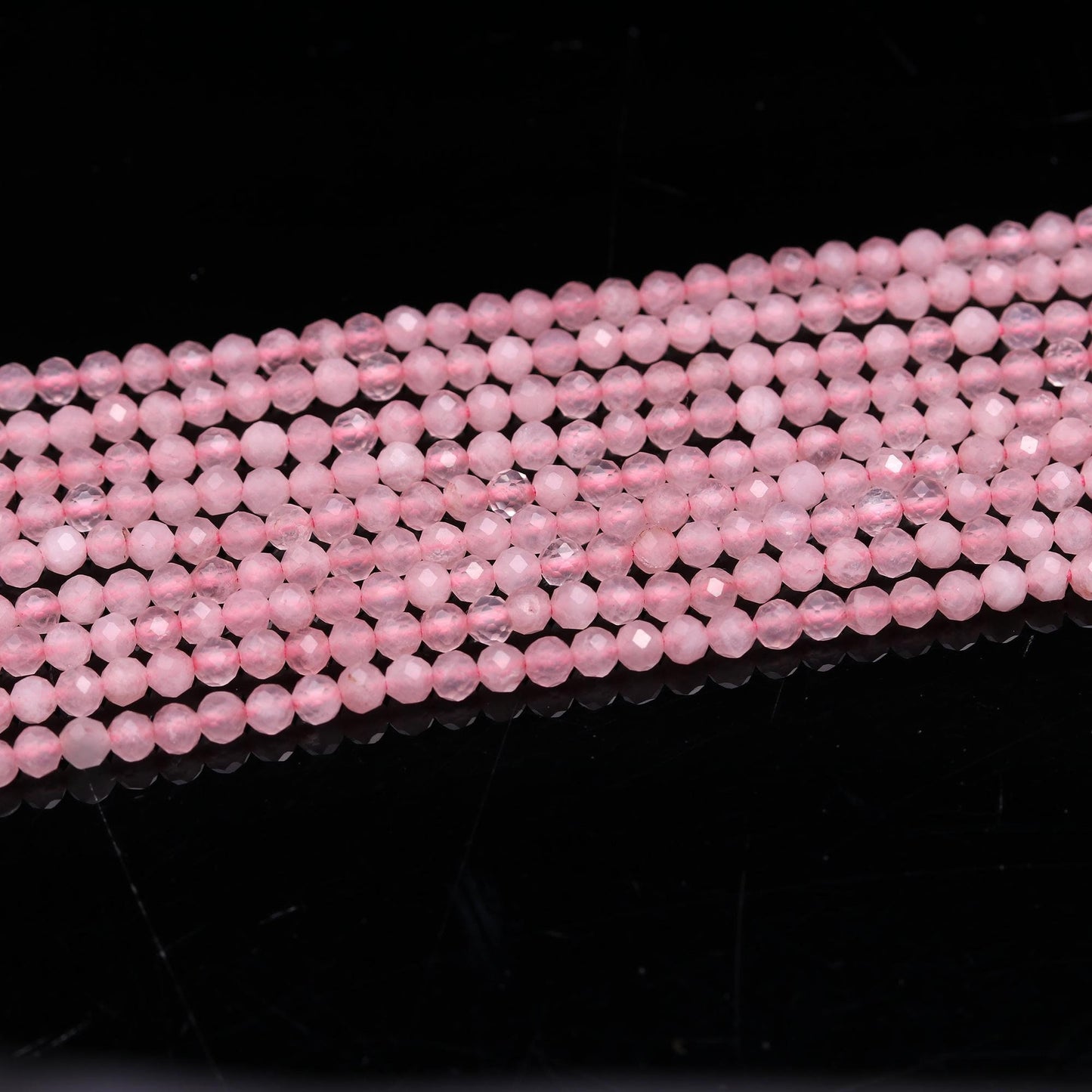 5 Strands Rose Quartz Faceted Rondelle Beads, 3MM Natural Rose Quartz Round Beads, 13" Pink Rose Quartz Gemstone Bead for Jewelry Making
