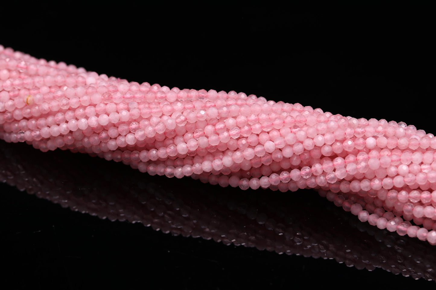 5 Strands Rose Quartz Faceted Rondelle Beads, 3MM Natural Rose Quartz Round Beads, 13" Pink Rose Quartz Gemstone Bead for Jewelry Making