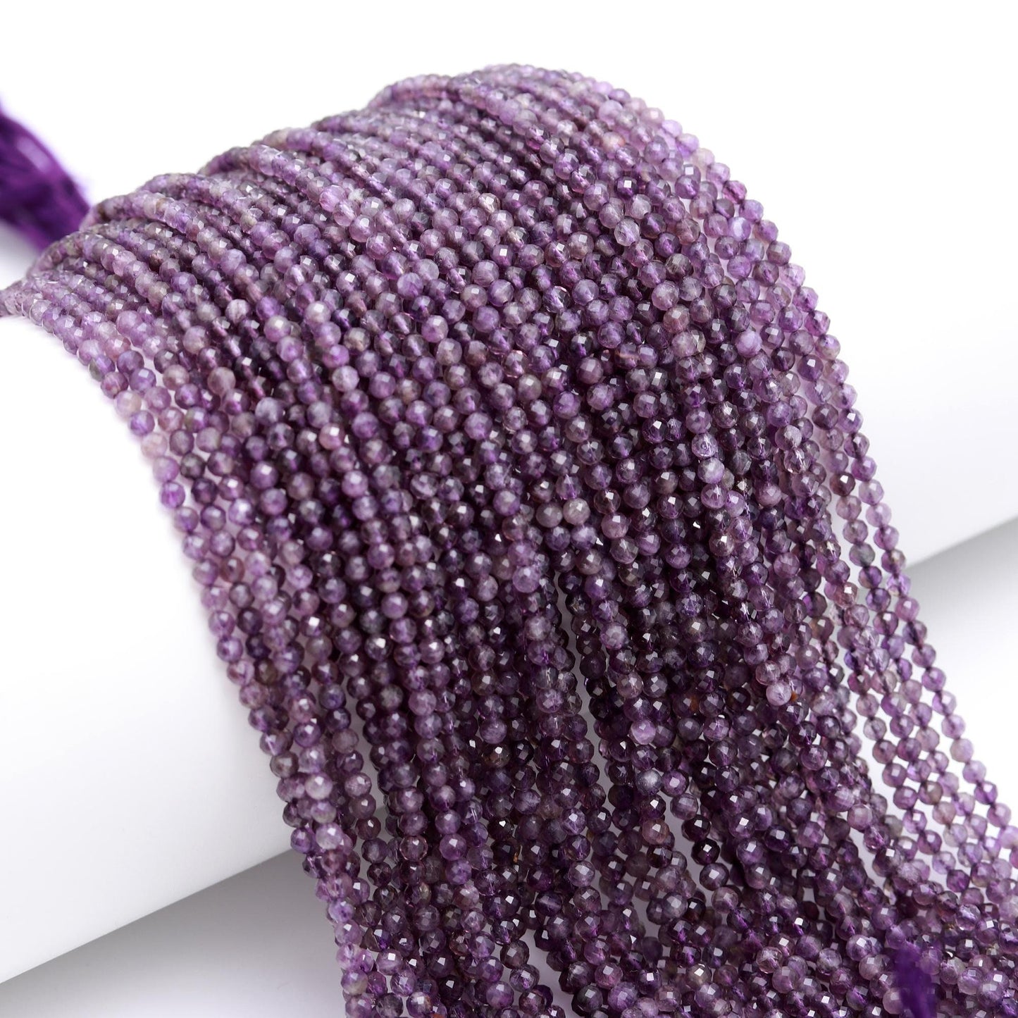 5 Strands Amethyst Faceted Rondelle Beads 3.5 MM Amethyst Rondelle Beads 13" Strand Amethyst Round Gemstone Beads for Jewelry Making Craft