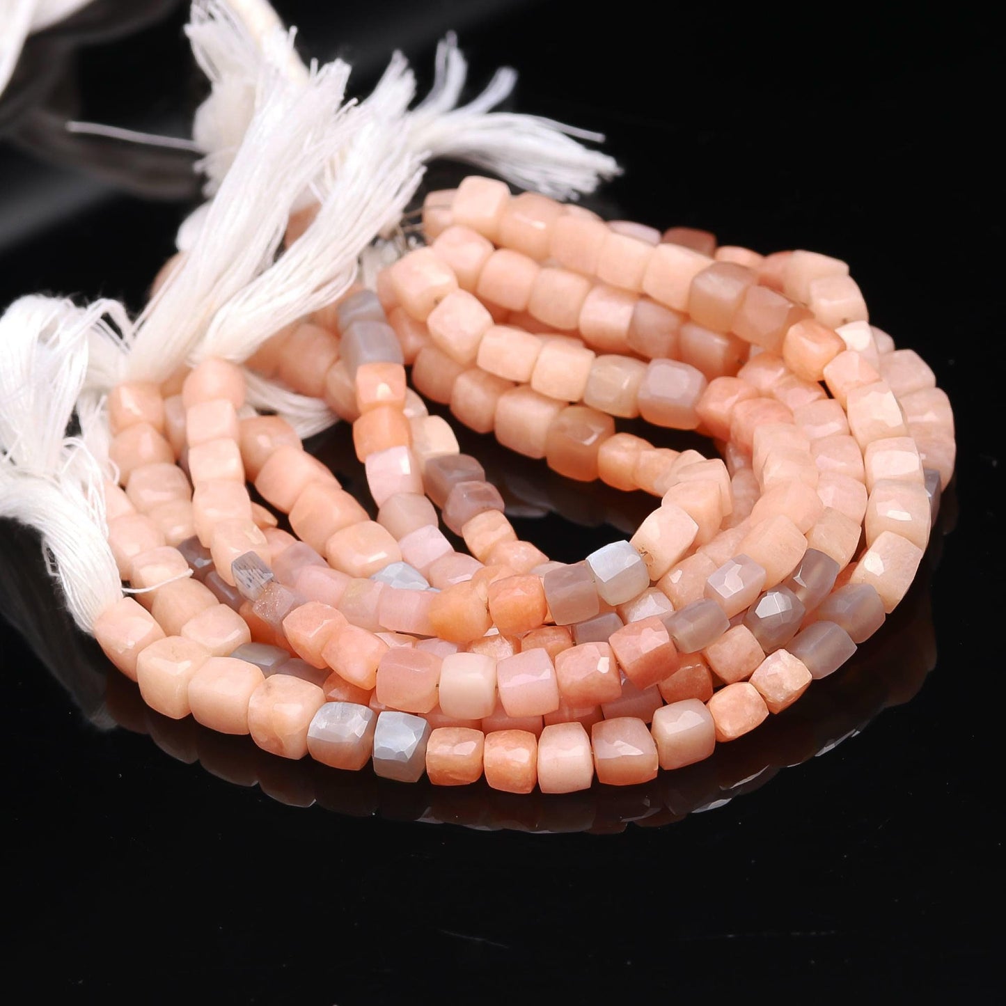 Peach Moonstone Faceted Cube Beads Peach Multi Moonstone Cube Box Beads AAA Natural Faceted Moonstone Cube Shape Beads Moonstone for Jewelry