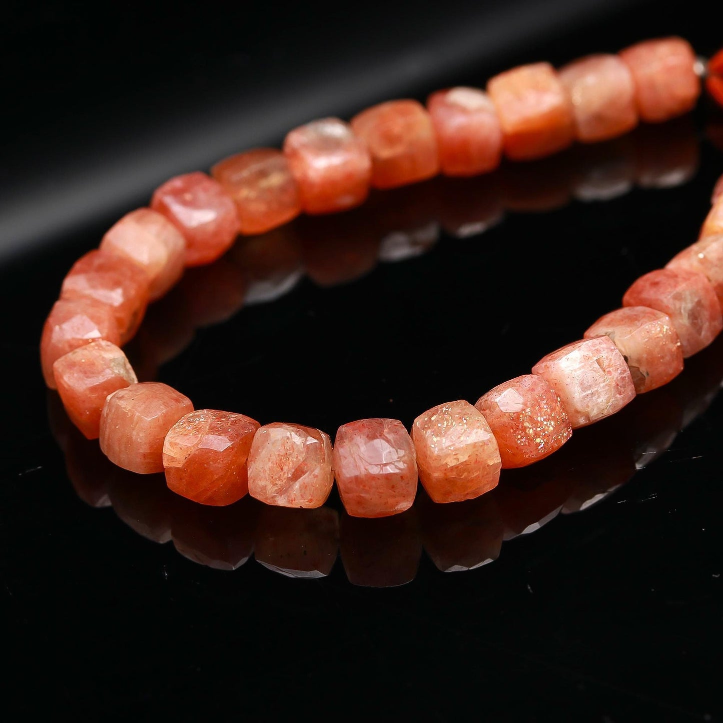 Sunstone Faceted Cube Beads Sunstone Gemstone Beads AAA Natural Sunstone Cube Box Shape Beads Faceted Cube Sunstone Beads for Jewelry Making