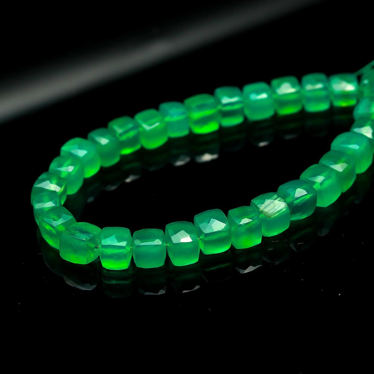 Green Onyx Faceted Cube Shape Beads Green Onyx Cube Box Shape Beads 7 MM Natural Faceted Green Onyx Beads for Jewelry Making Craft & Bijoux