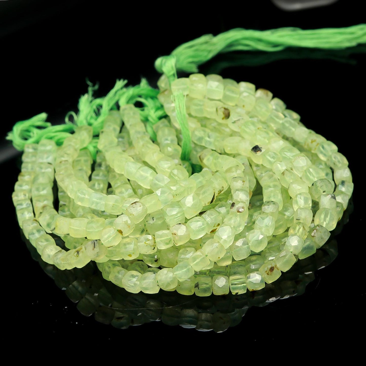 Prehnite Faceted Cube Beads Prehnite Cube Beads Green Prehnite 3D Box Faceted Beads AAA Natural Prehnite Cube Beads for Jewelry Making Craft