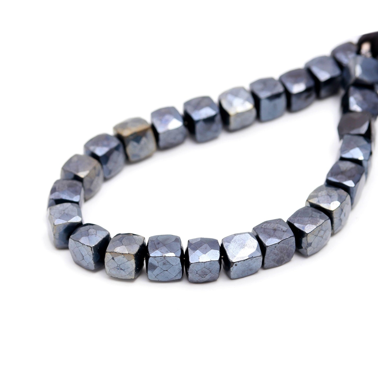 Black Spinal Sliver Coated Faceted Beads AAA Natural Black Spinal Cube Beads Shining Coated Black Spinal Cube Box Bead for Jewelry Craft