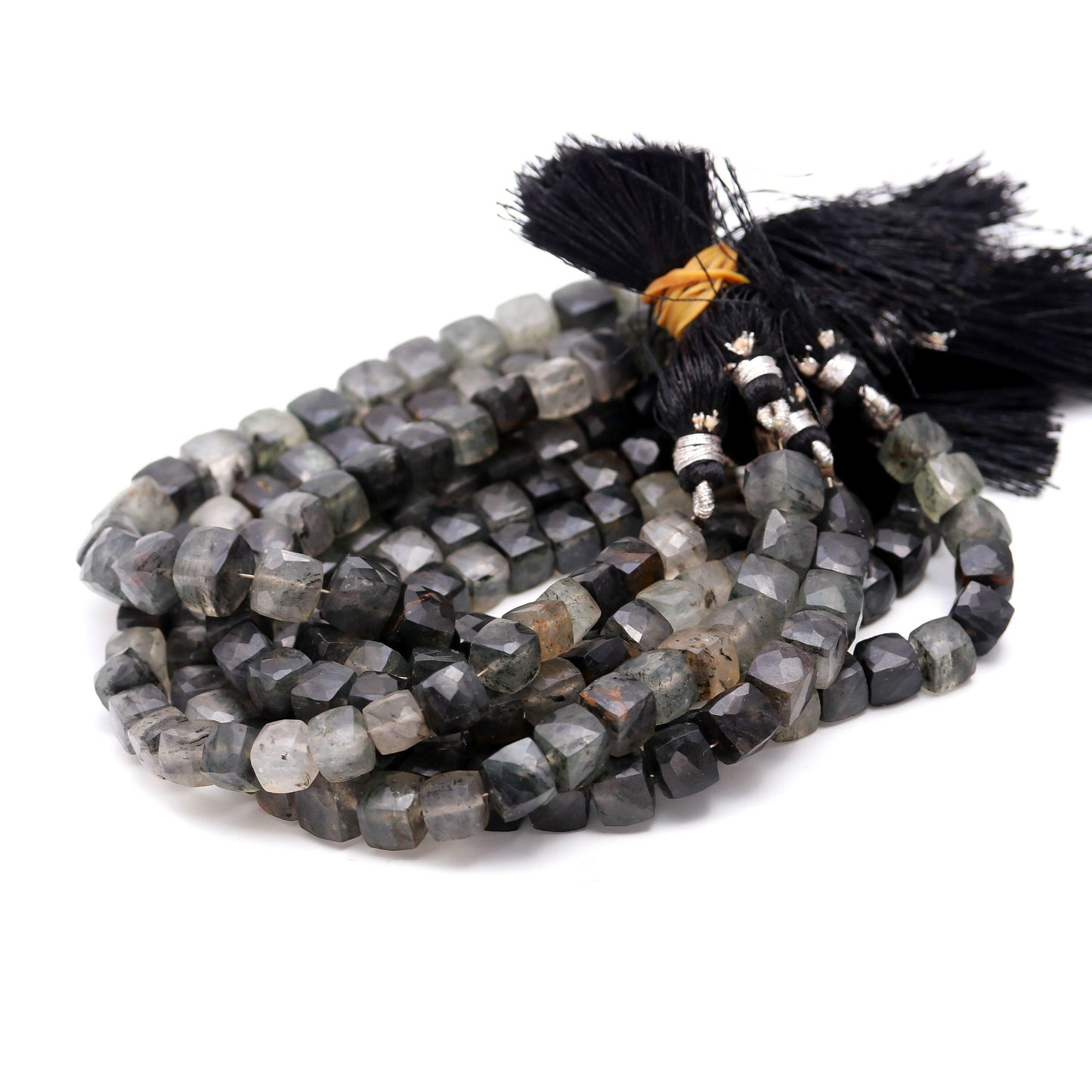 Black Rutile Faceted Cube Beads AAA Natural Gemstone Beads 8 Inch Strand Beads Black Rutile Cube Square Dice Box Shape Bead for Jewelry