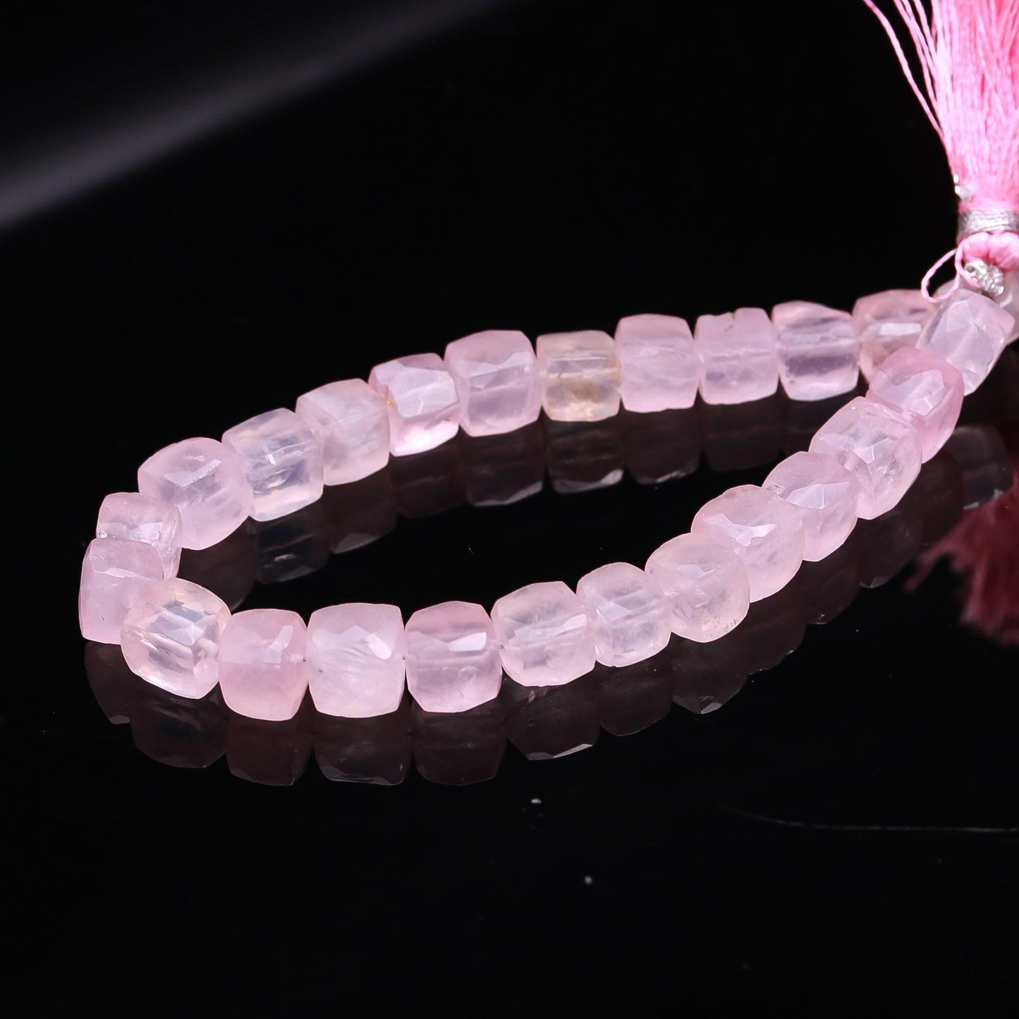 Rose Quartz Faceted Cube Beads AAA Natural Gemstone Beads 8 Inch Strand Beads Natural Rose Quartz Cube Square Dice Shape Beads for Jewelry