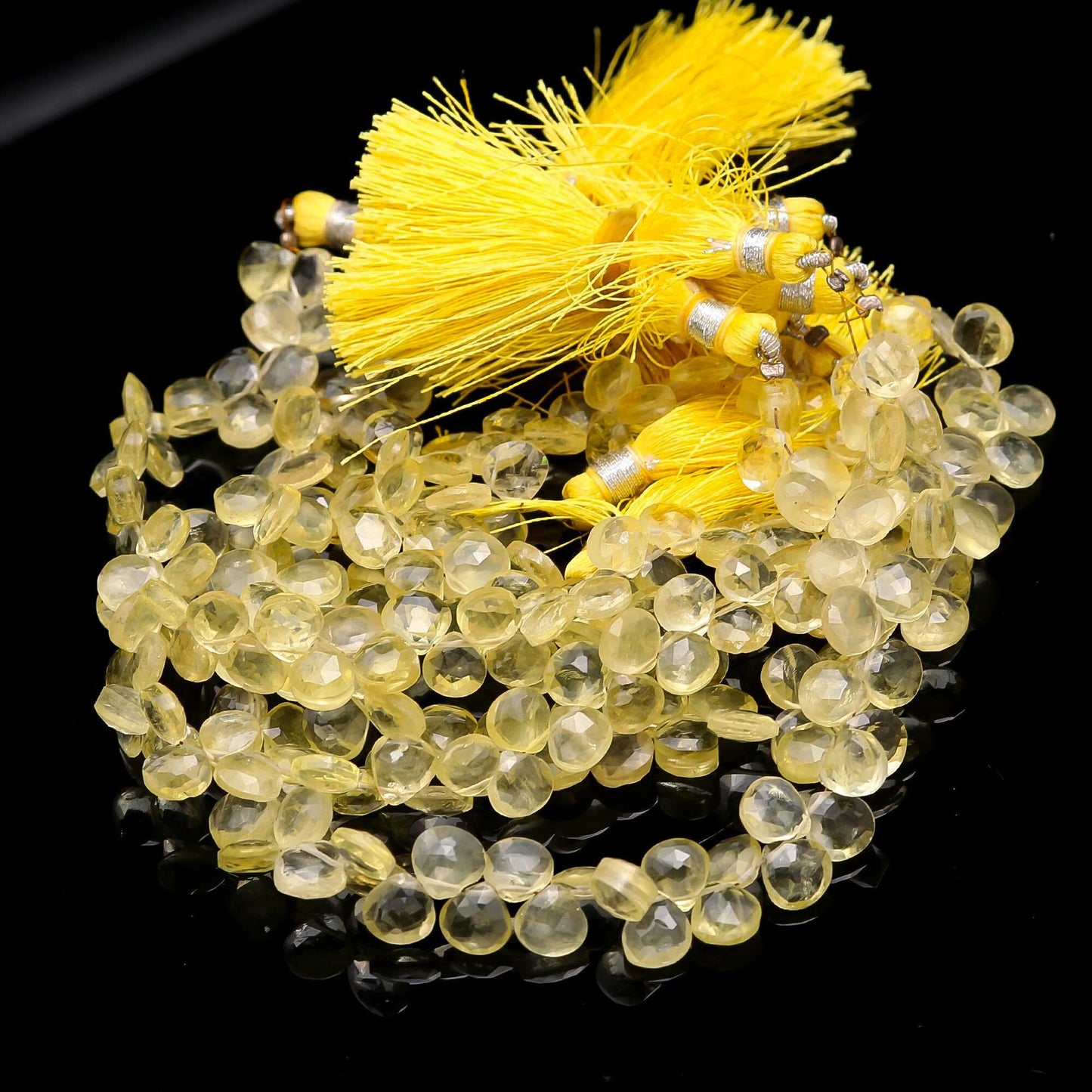 Lemon Quartz Faceted Heart Shape Bead Natural Lemon Heart Shape 7-8 MM Faceted Briolettes for Designer Jewelry Necklace Pendant Making Craft
