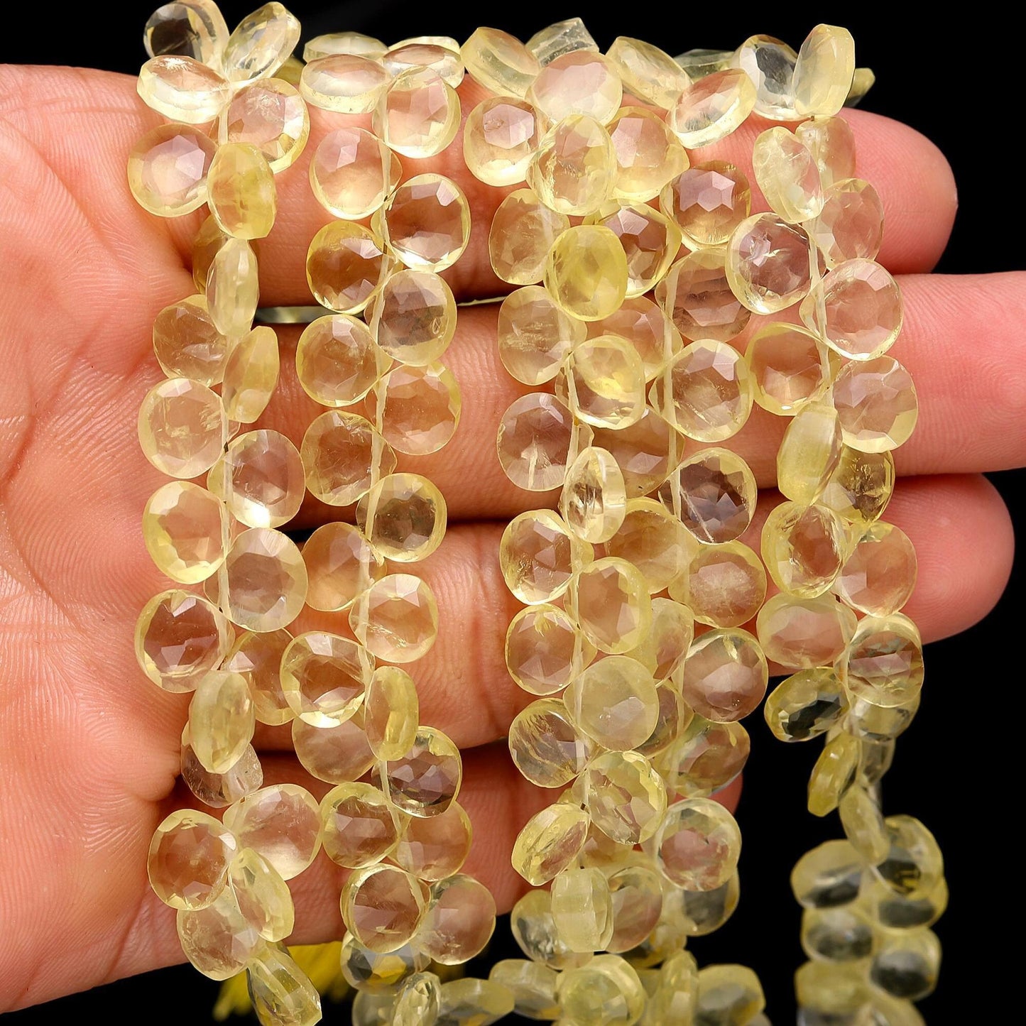 Lemon Quartz Faceted Heart Shape Bead Natural Lemon Heart Shape 7-8 MM Faceted Briolettes for Designer Jewelry Necklace Pendant Making Craft