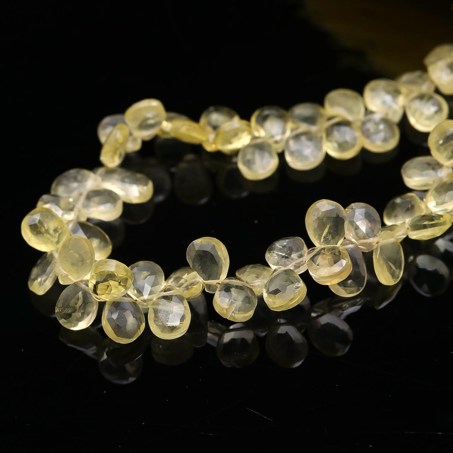 Lemon Quartz Faceted Pear Shape Beads Natural Lemon Pear Shape 6x8 MM Faceted Briolettes for Jewelry Necklace Bracelet Pendant Making Craft