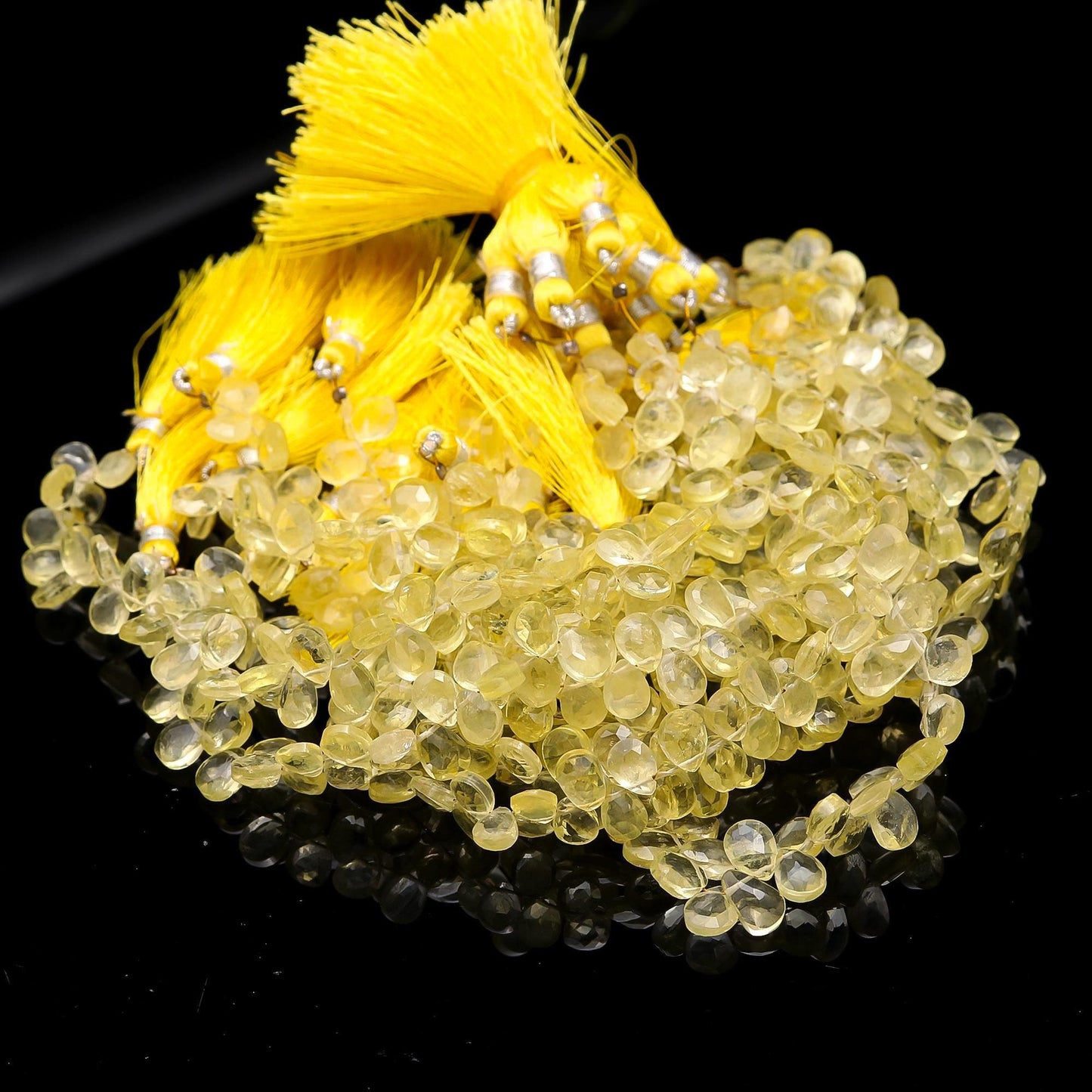 Lemon Quartz Faceted Pear Shape Beads Natural Lemon Pear Shape 6x8 MM Faceted Briolettes for Jewelry Necklace Bracelet Pendant Making Craft
