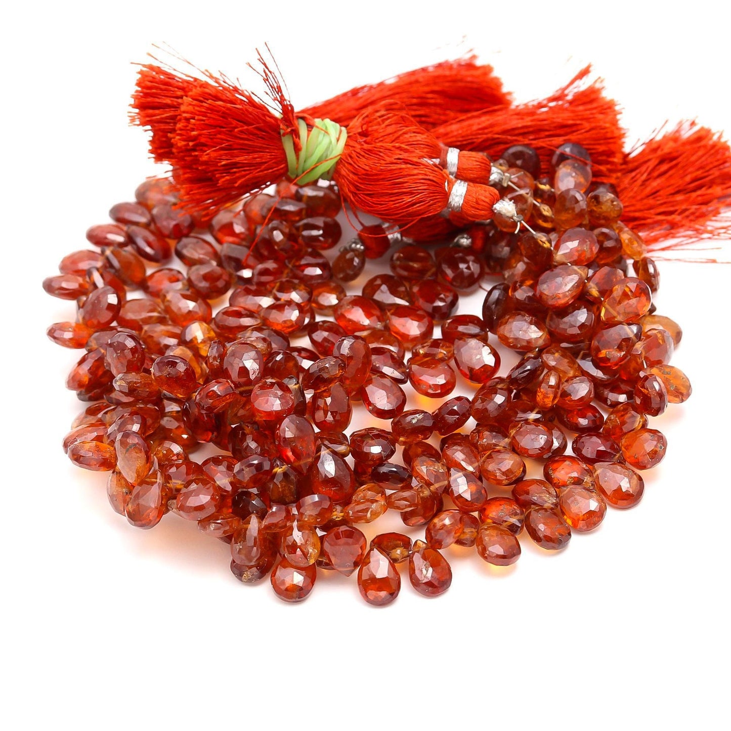 Hessonite Garnet Faceted Pear Shape Beads Natural Hessonite Garnet Briolette's for Designer Jewelry Necklace Bracelet Earrings Making Craft