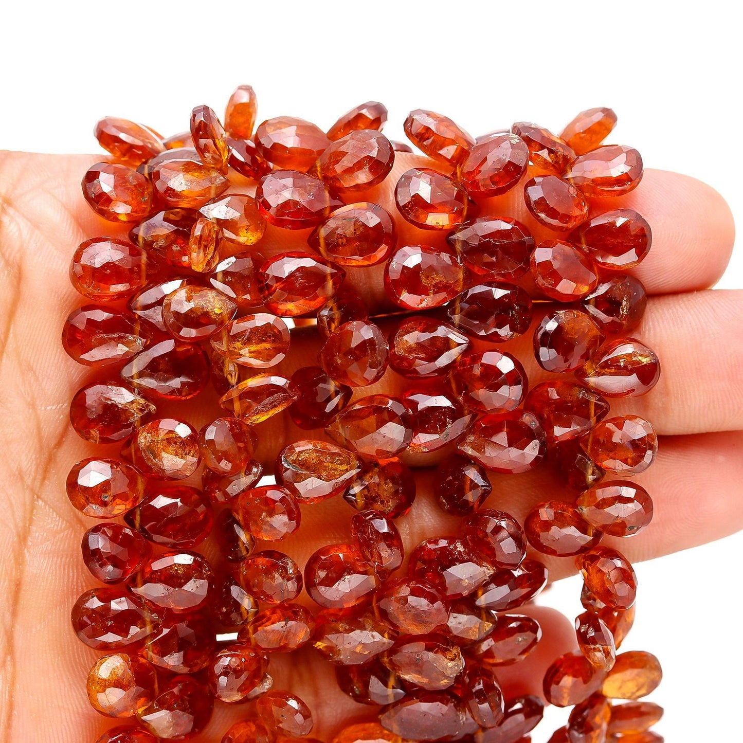 Hessonite Garnet Faceted Pear Shape Beads Natural Hessonite Garnet Briolette's for Designer Jewelry Necklace Bracelet Earrings Making Craft