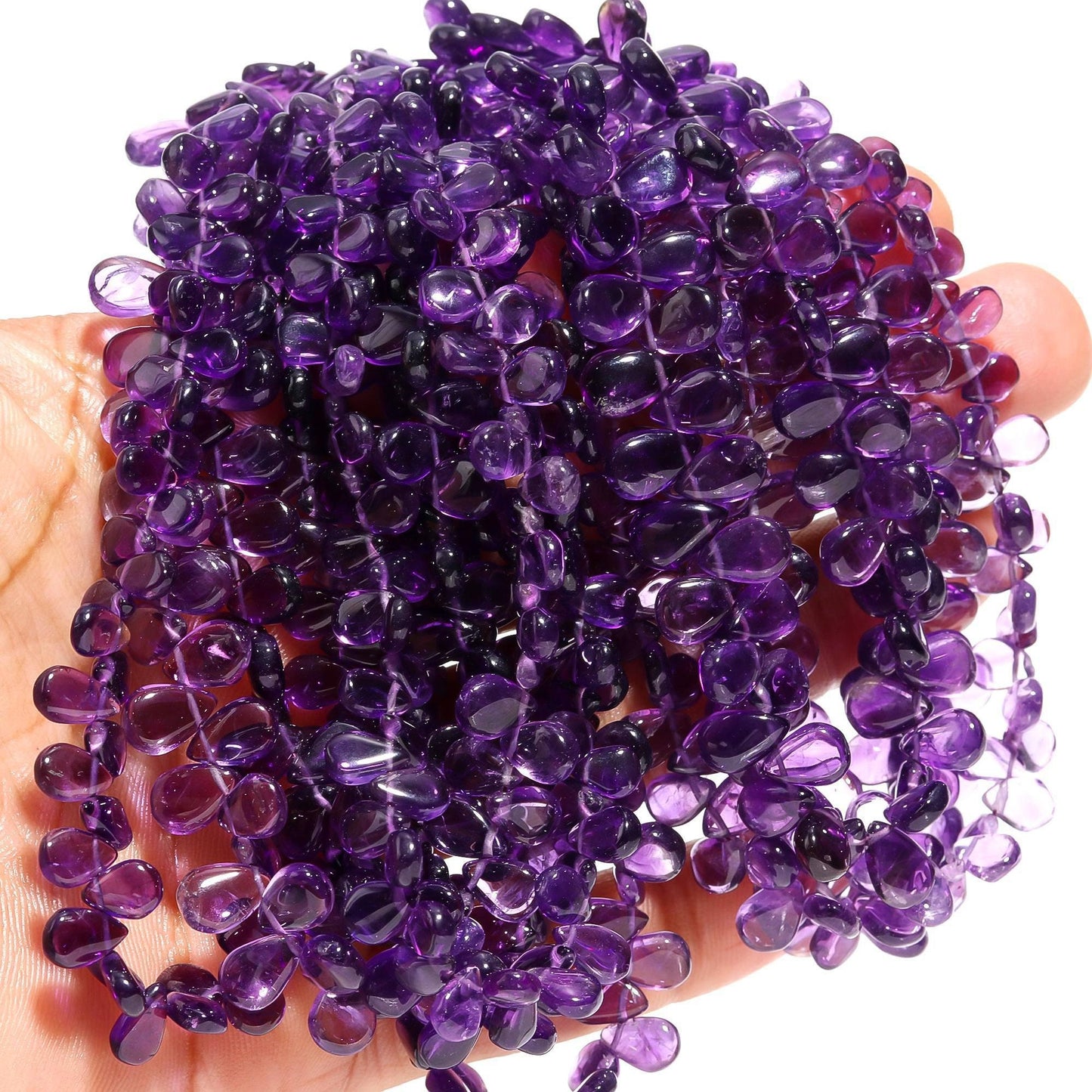 African Amethyst Smooth Pear Shape Beads Natural Amethyst Pear Beads 7x10 MM Pear Shape Amethyst Briolette for Designer Jewelry Making Craft