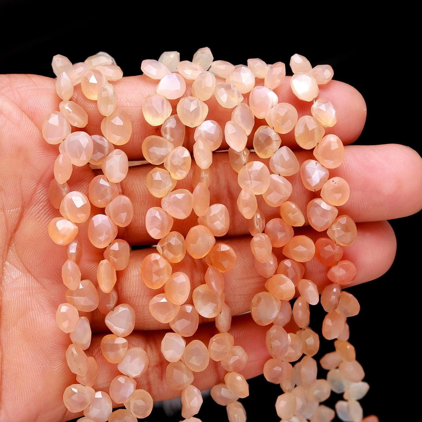 Multi Moonstone Faceted Heart Shape Beads Natural Shaded Multi Moonstone Beads Briolettes for Designer Jewelry Necklace Pendant Making Craft