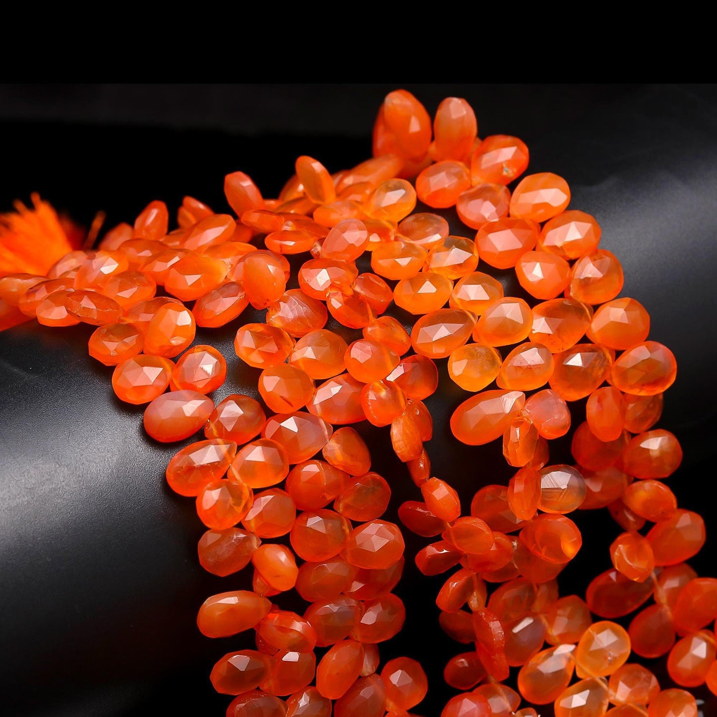 Carnelian Faceted Pear Shape Beads Natural Carnelian/Caroline Pear 7x9 - 8x10 MM Briolettes Beads for Jewelry Necklace Pendant Making Craft