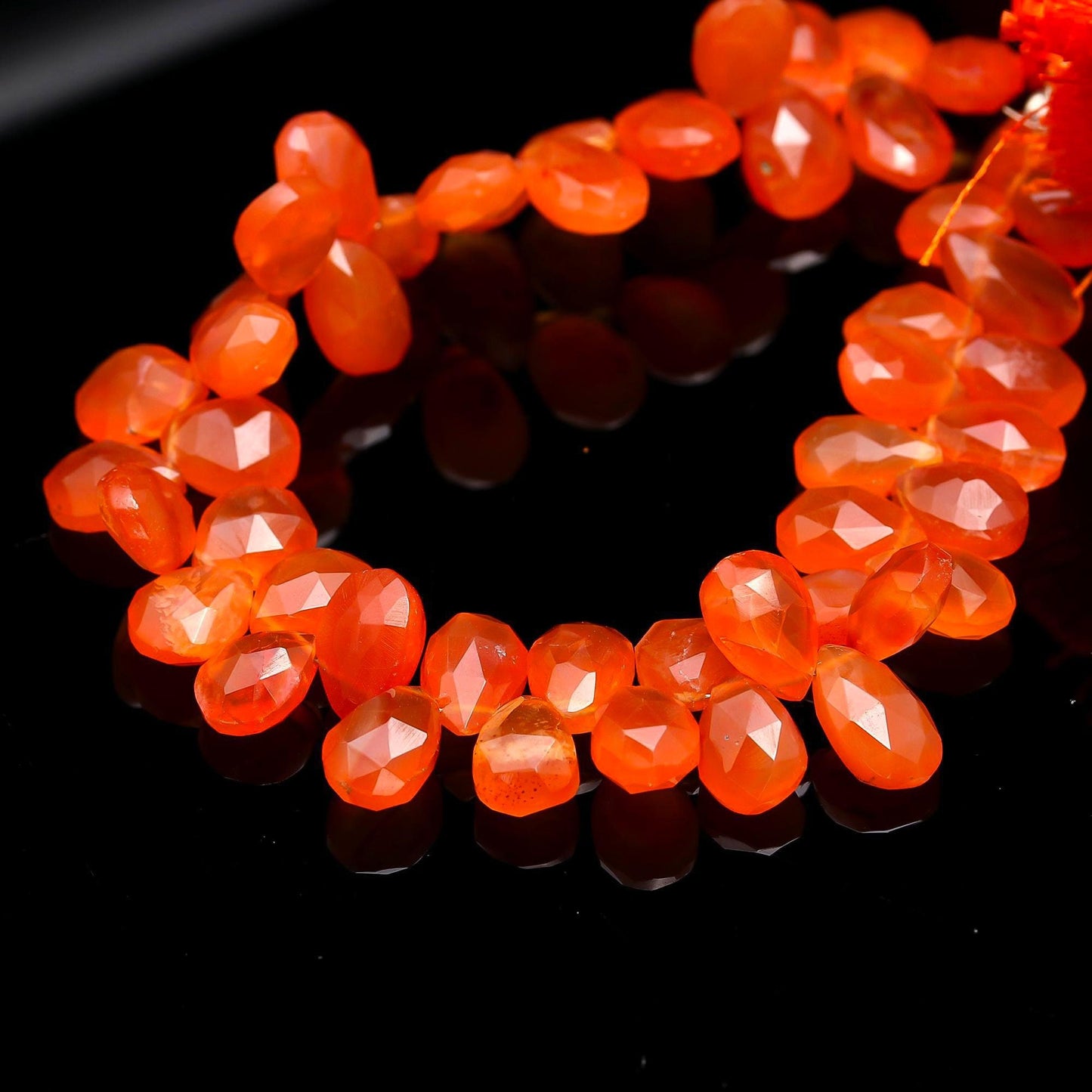 Carnelian Faceted Pear Shape Beads Natural Carnelian/Caroline Pear 7x9 - 8x10 MM Briolettes Beads for Jewelry Necklace Pendant Making Craft