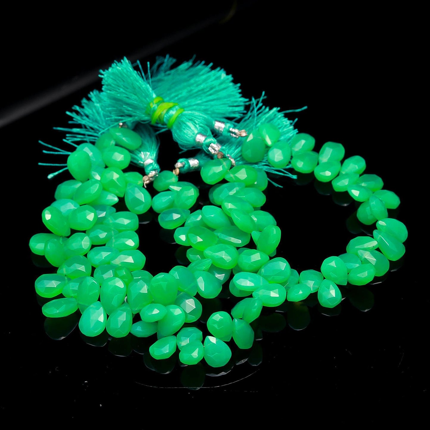 Chrysoprase Faceted Beads Natural Chrysoprase Pear Shape 8x12 MM Briolette Chalcedony for Handmade Jewelry Making Craft & Bijoux Supplies