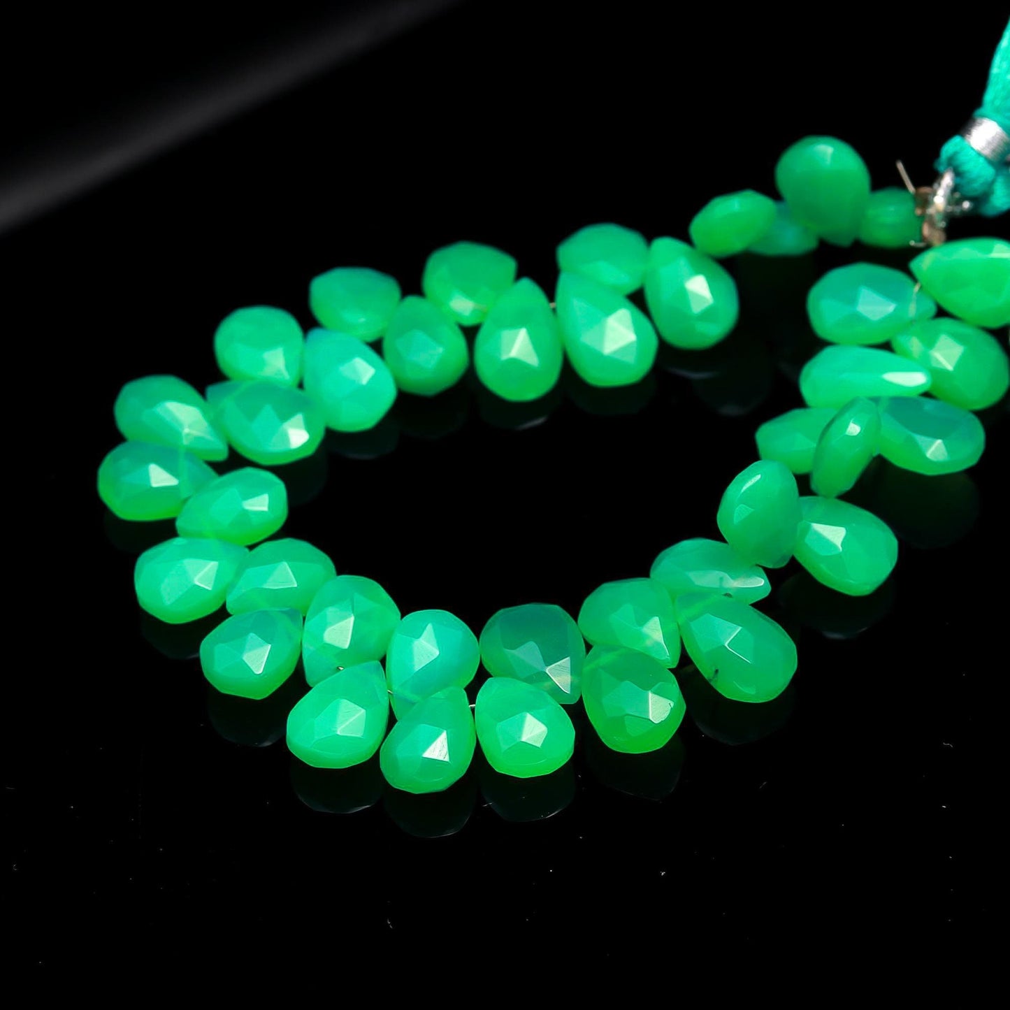 Chrysoprase Faceted Beads Natural Chrysoprase Pear Shape 8x12 MM Briolette Chalcedony for Handmade Jewelry Making Craft & Bijoux Supplies