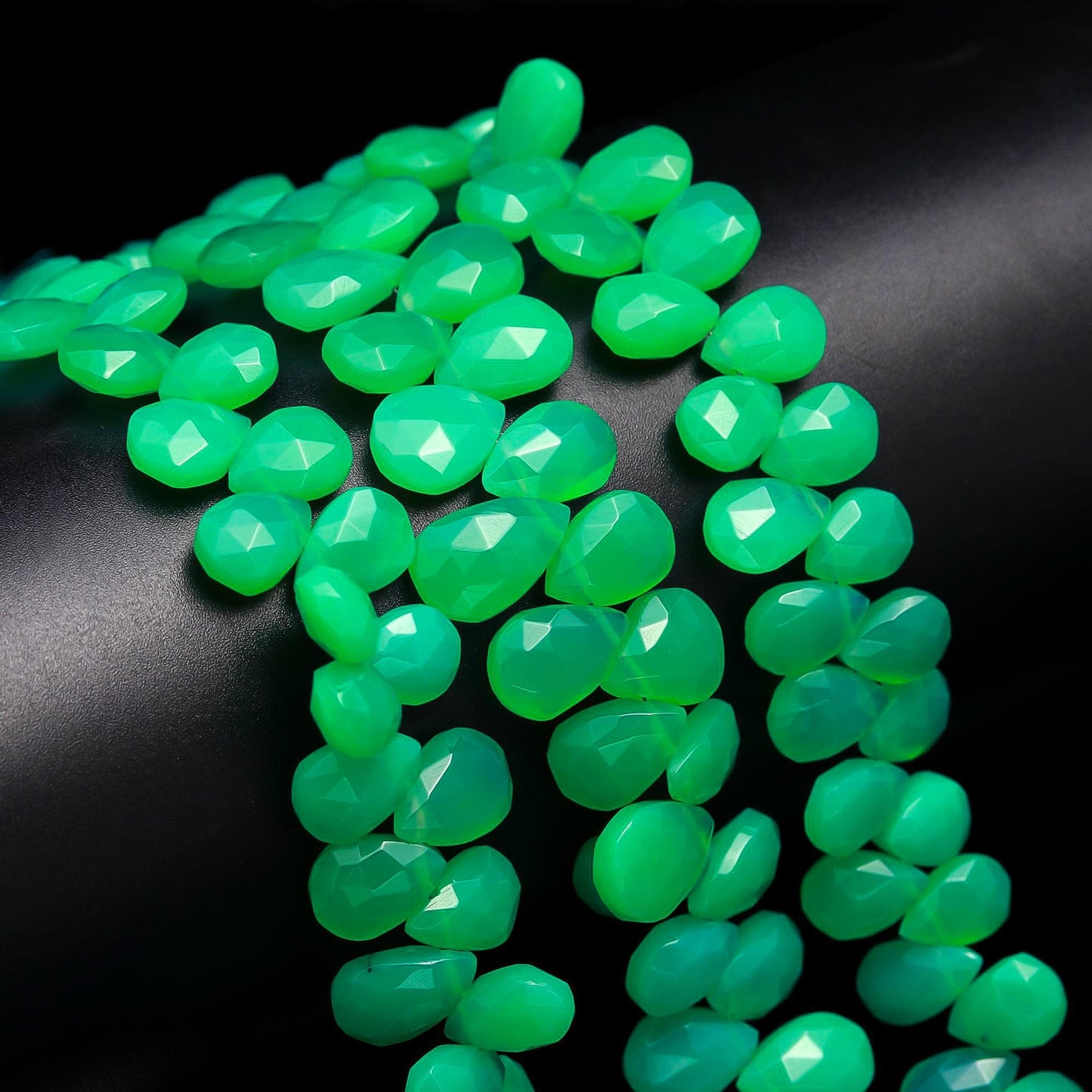 Chrysoprase Faceted Beads Natural Chrysoprase Pear Shape 8x12 MM Briolette Chalcedony for Handmade Jewelry Making Craft & Bijoux Supplies